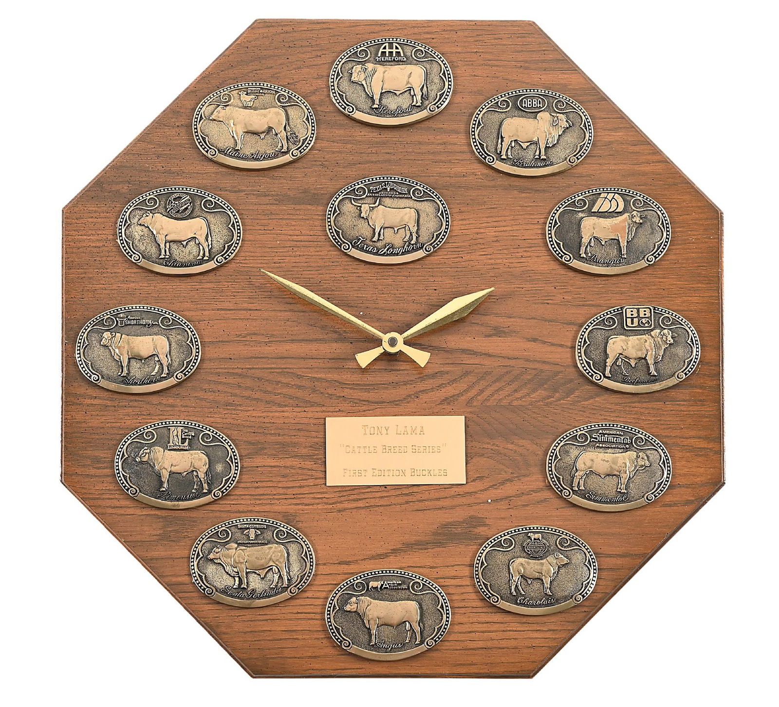 TONY LAMA "CATTLE BREED SERIES" BELT BUCKLE CLOCK (1 of 1)