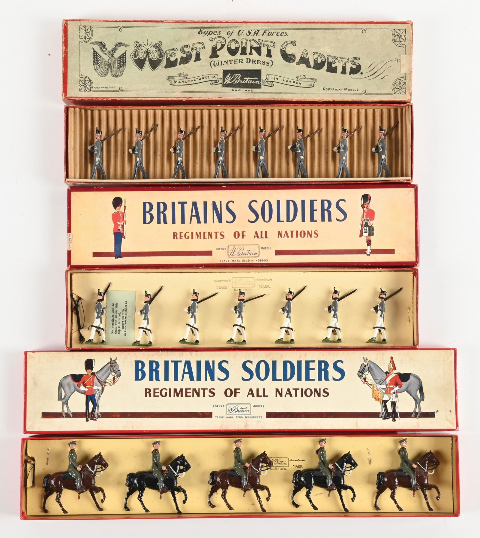 LOT OF 3: W. BRITAIN'S SET NO. 226 US WEST POINT CADETS, SET NO. 299 US WEST POINT CADETS, SET NO. (1 of 2)