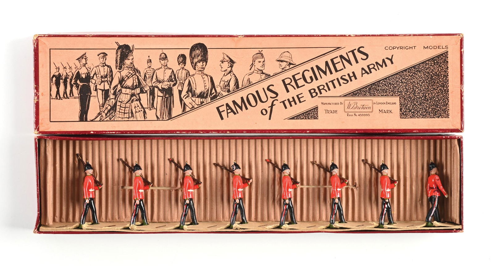 W. BRITAIN FAMOUS REGIMENTS OF THE BRITISH ARMY THE DEVONSHIRE REGIMENT NO. 1593 IN BOX (1 of 2)