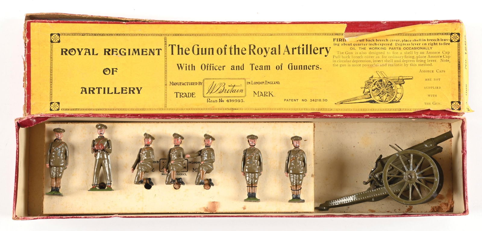W. BRITAIN THE GUN OF THE ROYAL ARTILLERY W/ OFFICER & TEAM OF GUNNERS NO. 1289 IN BOX (1 of 2)