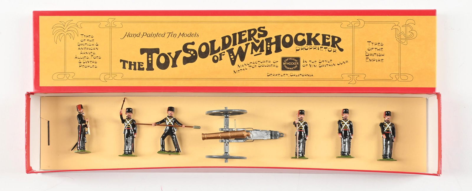 WM. HOCKER TYPES OF THE BRITISH EMPIRE RHA GUN DETACHMENT NO. 246/22: Tied in box. 7 pieces. Dimensions: 18 - 1/4" x 3 - 3/4" x 2".