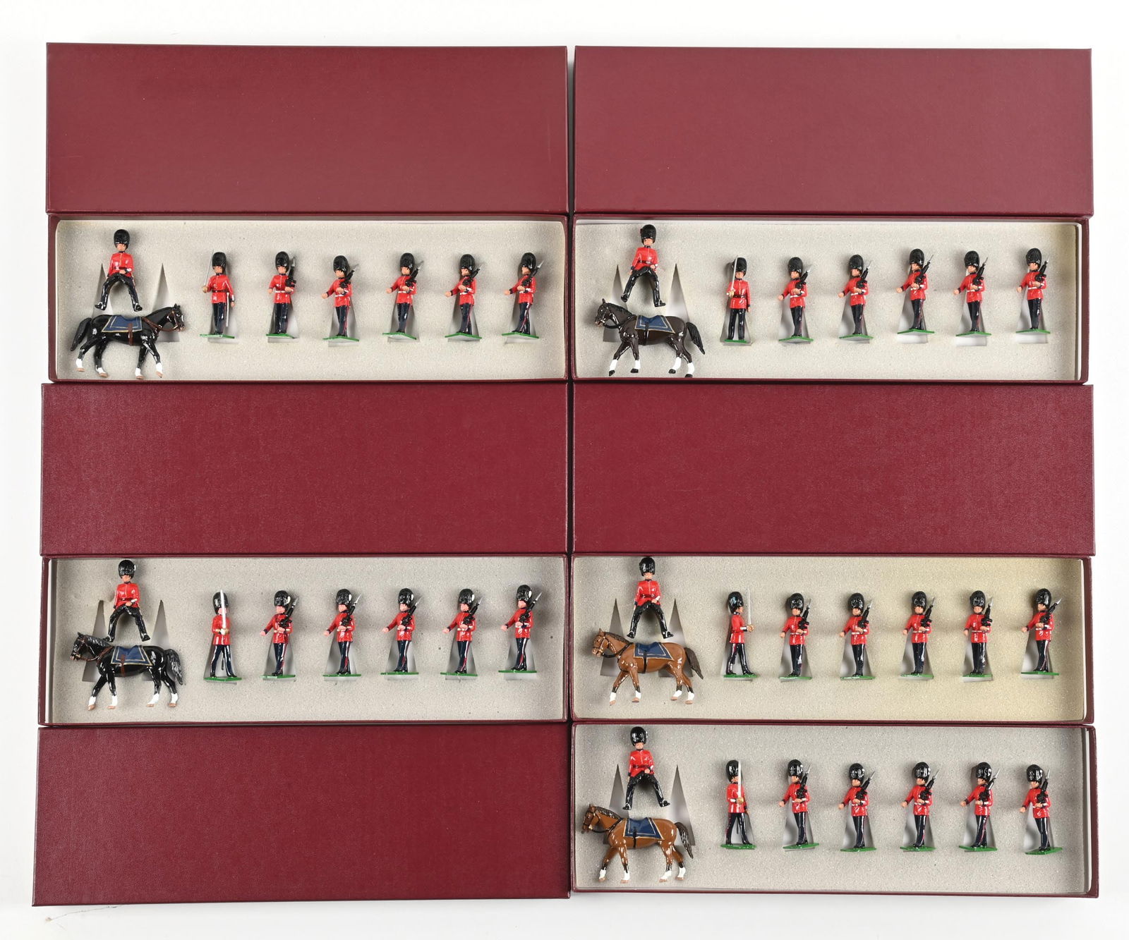 LOT OF 5: TROPHY MODERN GRENADIER GUARDS W/ MOUNTED OFFICER SETS IN BOXES (1 of 1)
