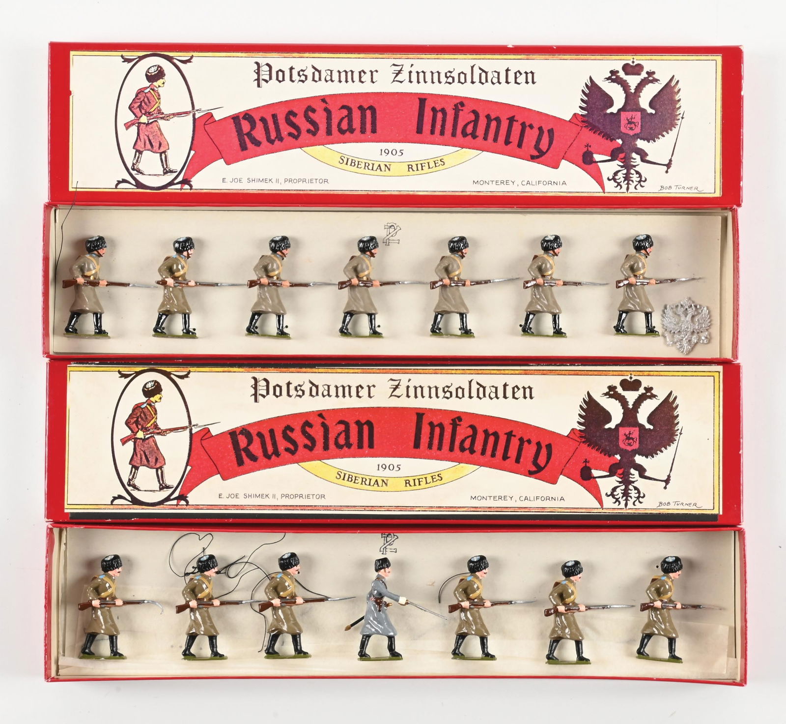 LOT OF 2: JOE SHIMEK II POTSDAMER ZINNSOLDATEN RUSSIAN INFANTRY 1905 SIBERIAN RIFLES SETS IN BOXES (1 of 2)