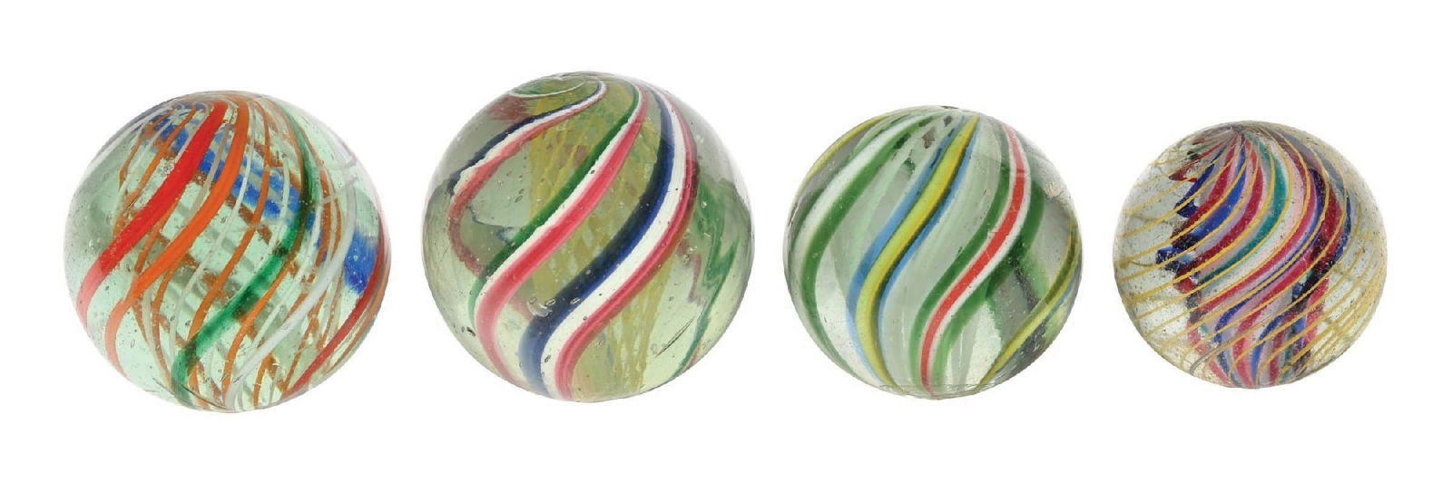 LOT OF 4: LARGE HANDMADE SWIRL MARBLES (1 of 4)