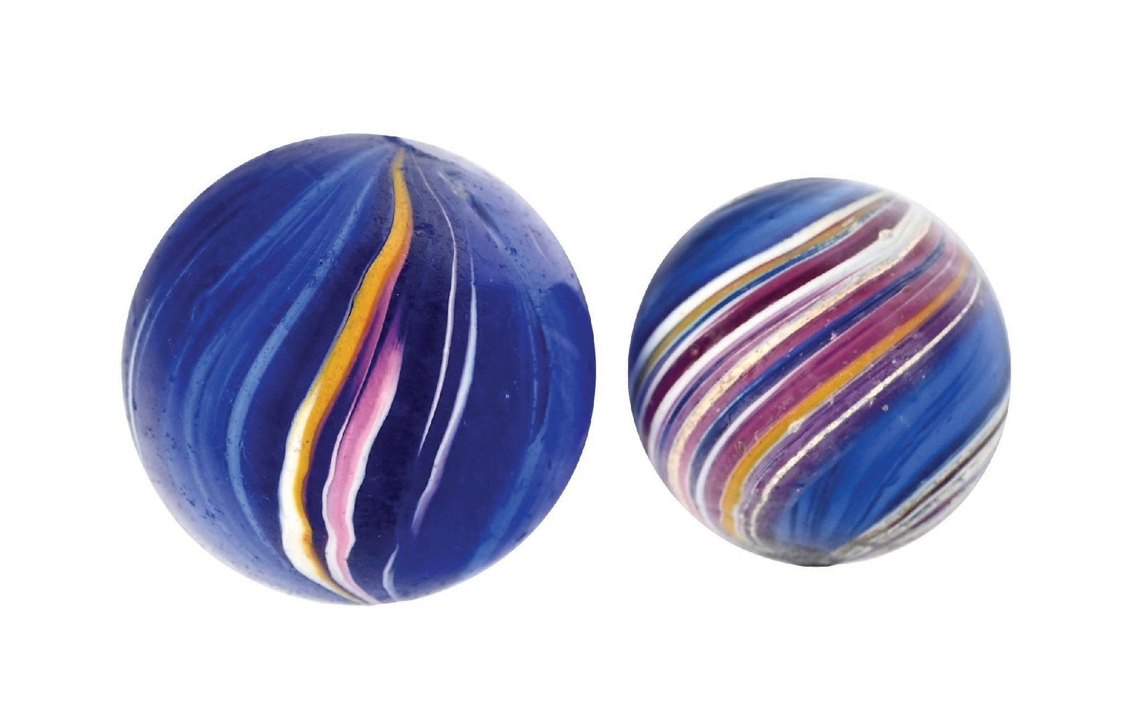 LOT OF 2: SUBMARINE INDIAN SWIRL MARBLES (1 of 6)