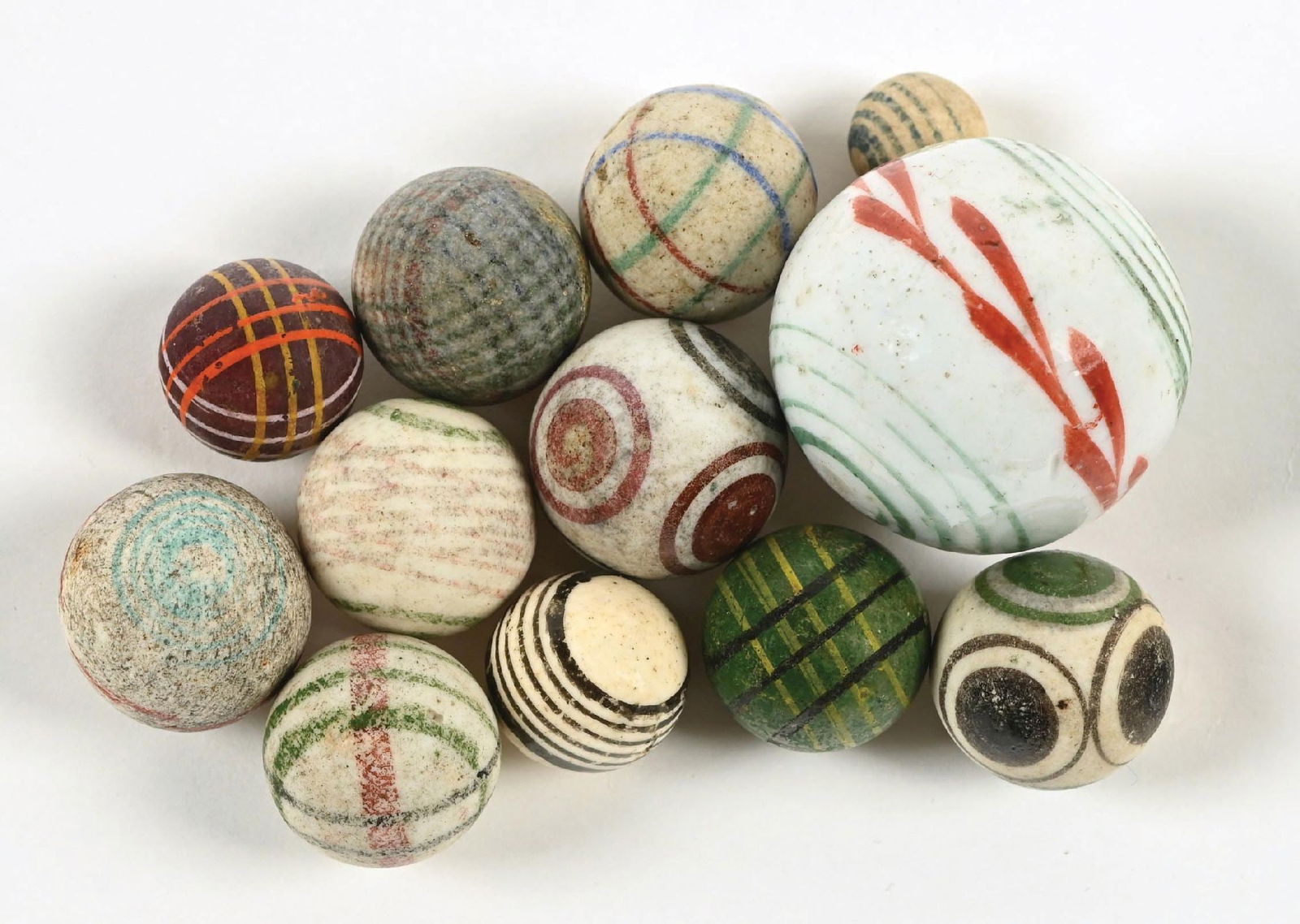 LOT OF 12: GLAXED AND UNGLAZED CHINA MARBLES (1 of 1)