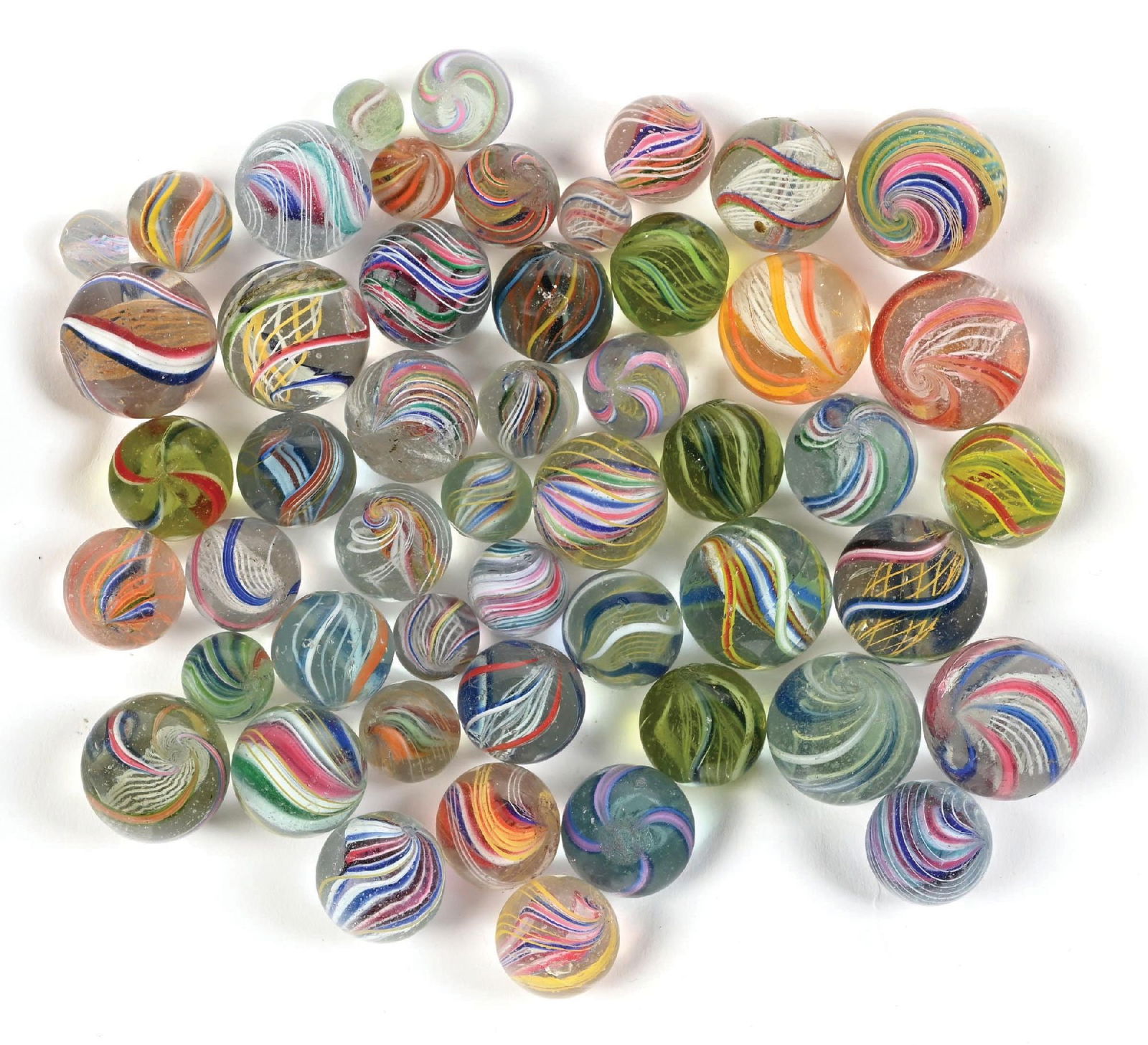LOT OF APPROXIMATELY 50 SWIRL MARBLES (1 of 1)