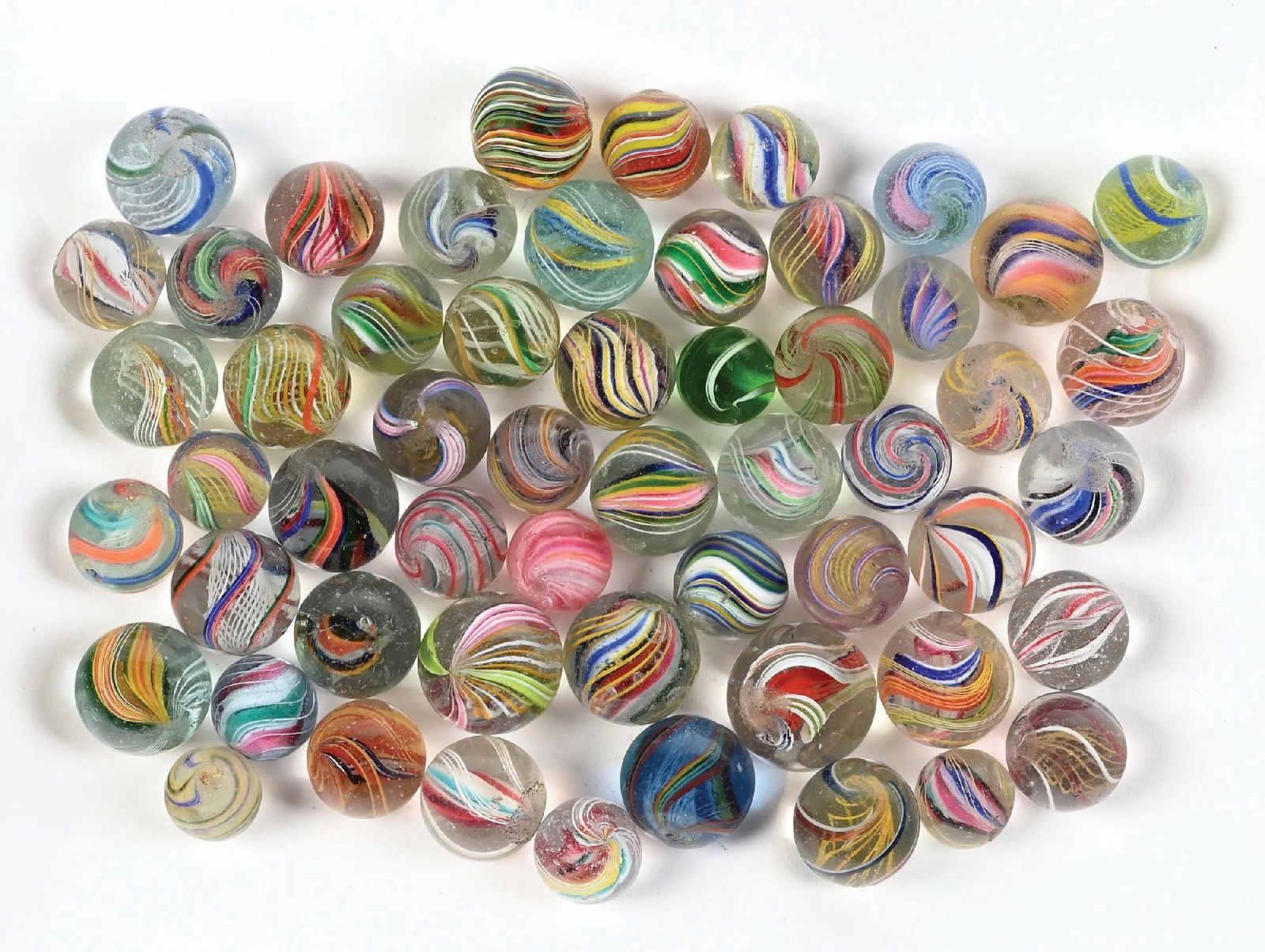 LOT OF APPROXIMATELY 55 HANDMADE MARBLES (1 of 1)