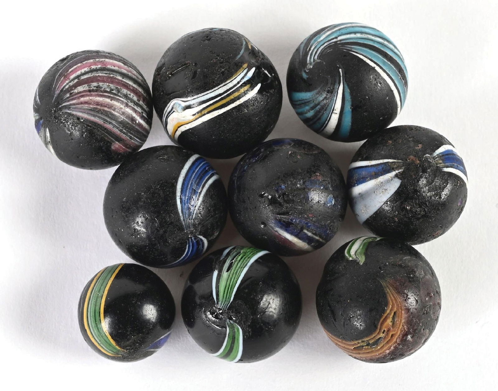 LOT OF 9: INDIAN SWIRL MARBLES (1 of 1)