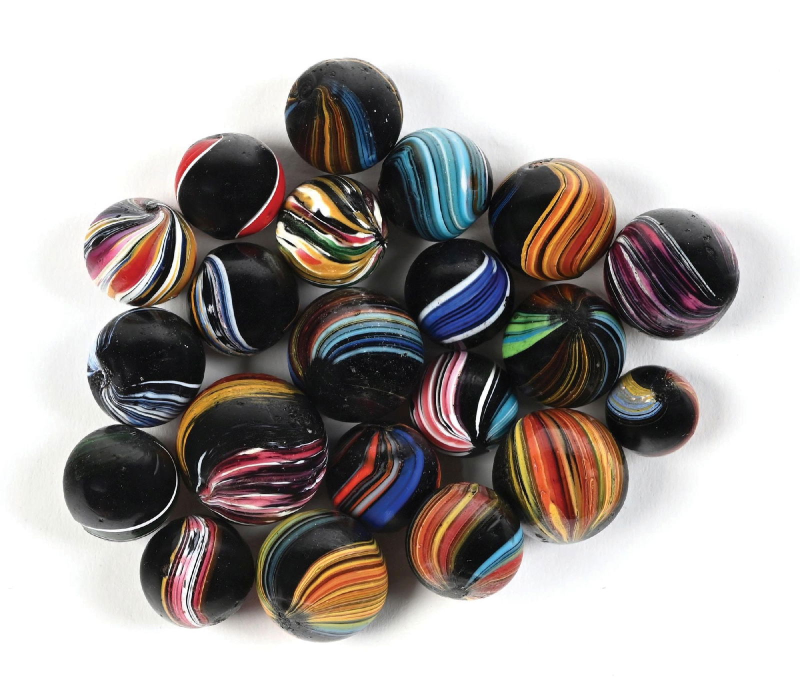 LOT OF 21: INDIAN SWIRL MARBLES (1 of 1)