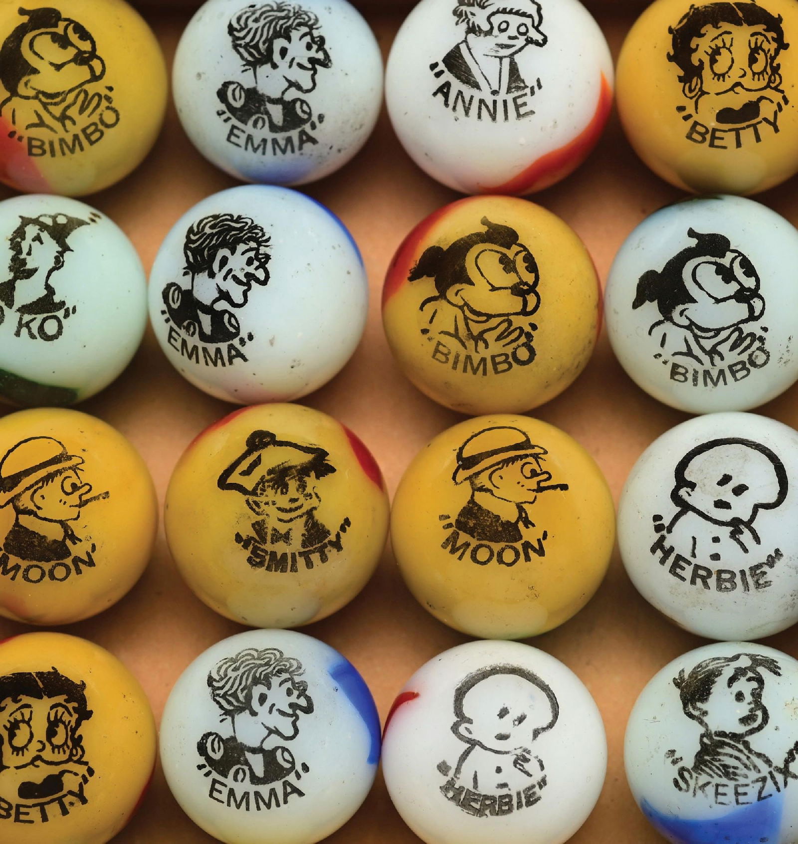 20-COUNT COMIC PICTURE RED BOX MARBLES SET - 3