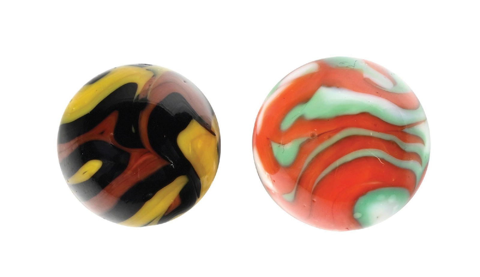 LOT OF 2: CHRISTENSEN SWIRL/FLAME MARBLES (1 of 6)