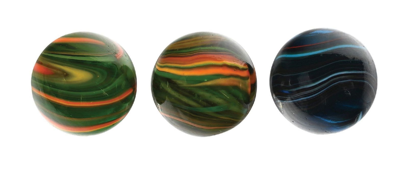 LOT OF 3: CHRISTENSEN AGATE STRIPED TRANSPARENT MARBLES (1 of 6)