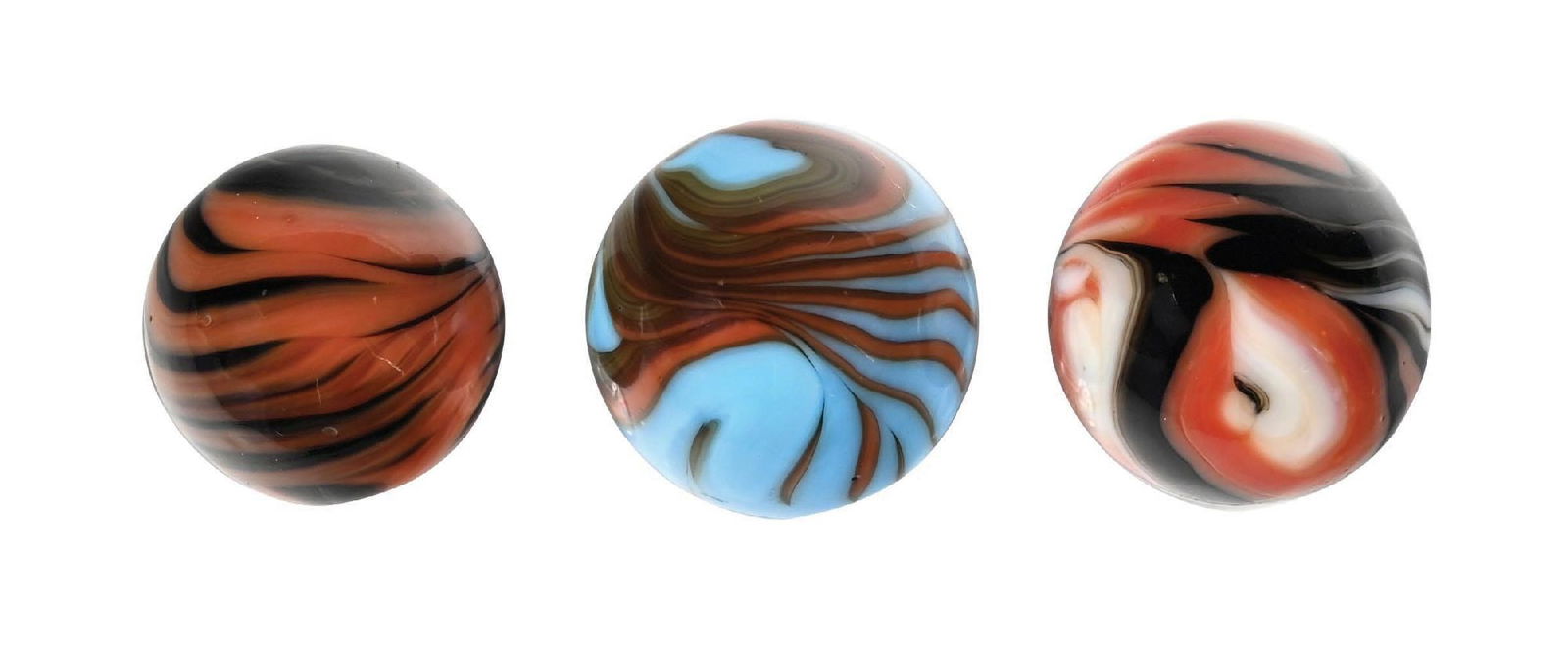 LOT OF 3: CHRISTENSEN AGATE FLAME MARBLES (1 of 6)