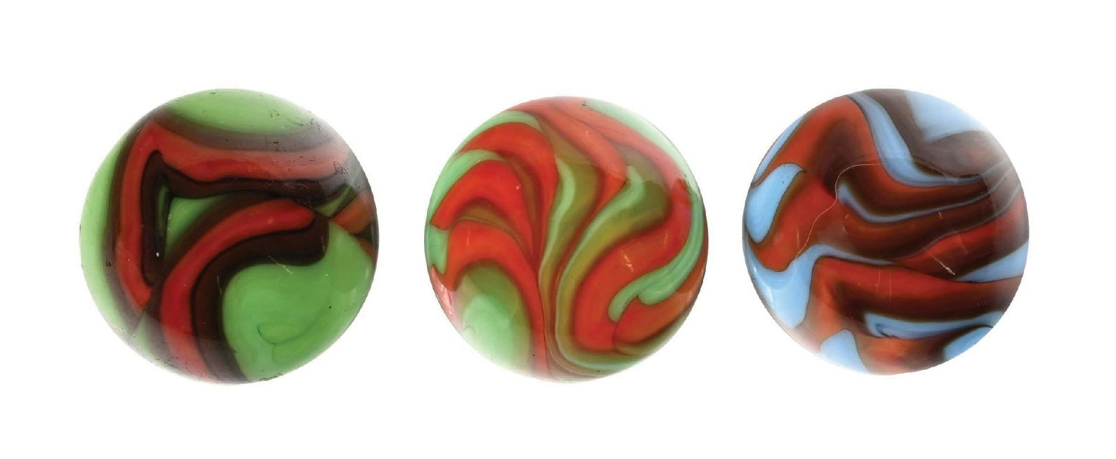 LOT OF 3: CHRISTENSEN AGATE SWIRL/FLAME MARBLES (1 of 6)