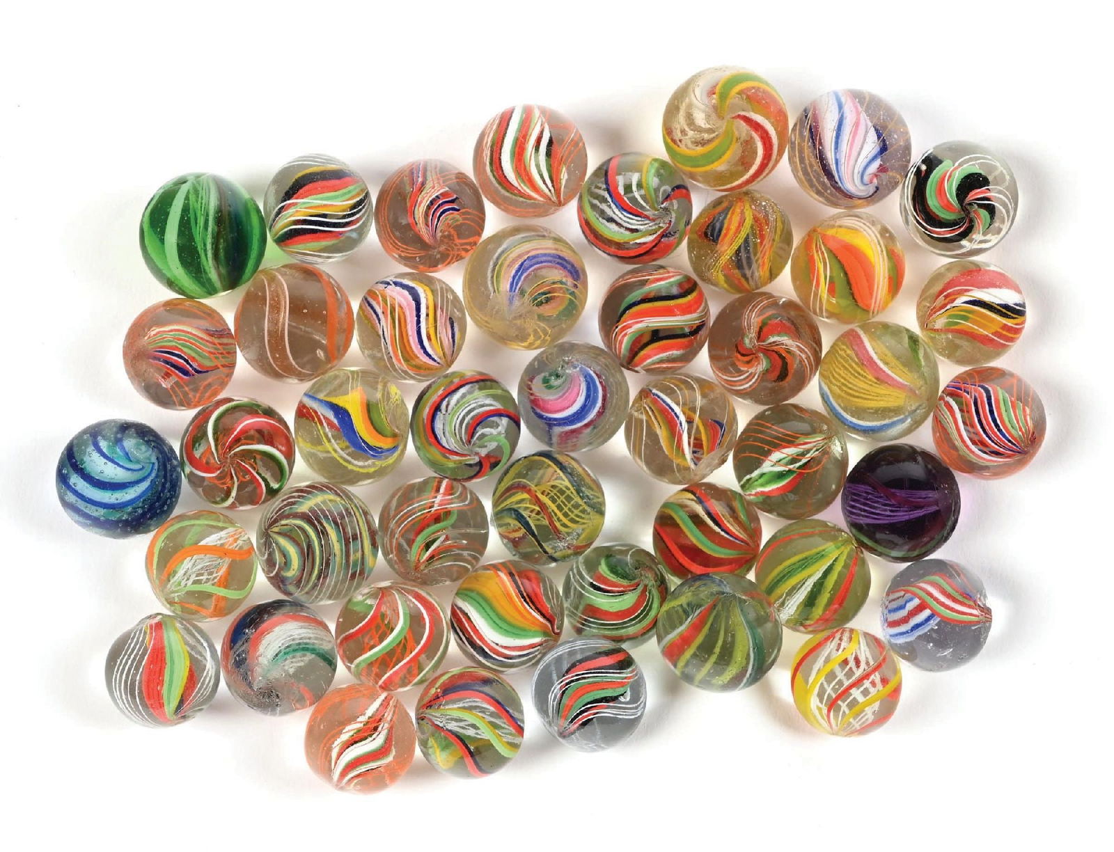 LOT OF APPROXIMATELY 44 HANDMADE MARBLES (1 of 1)