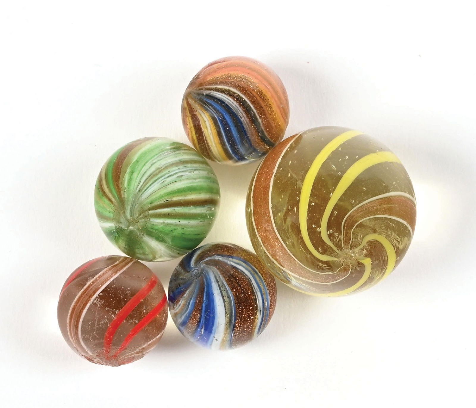 LOT OF 5: HANDMADE LUTZ MARBLES (1 of 1)