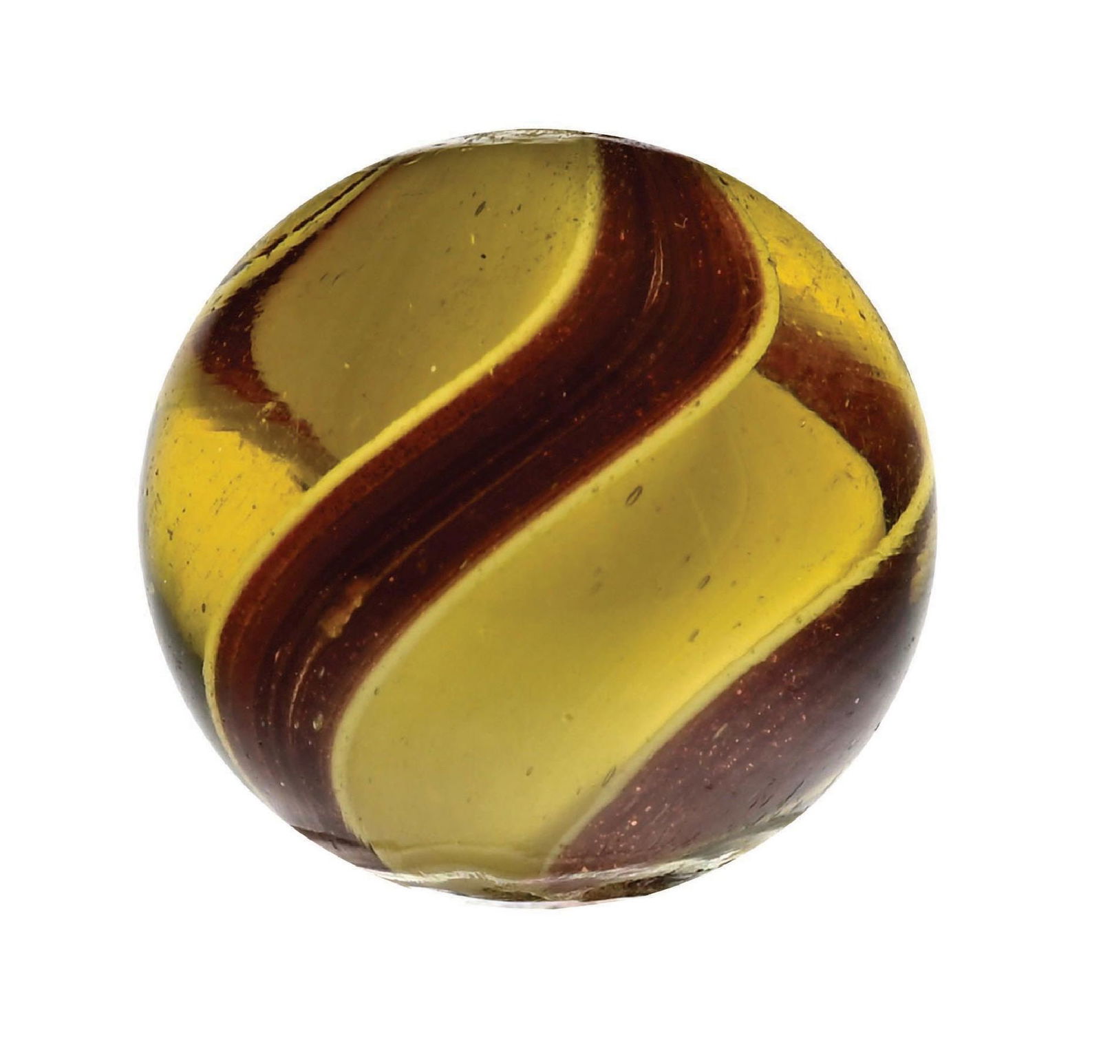 AMBER GLASS RIBBON LUTZ SWIRL MARBLE (1 of 6)