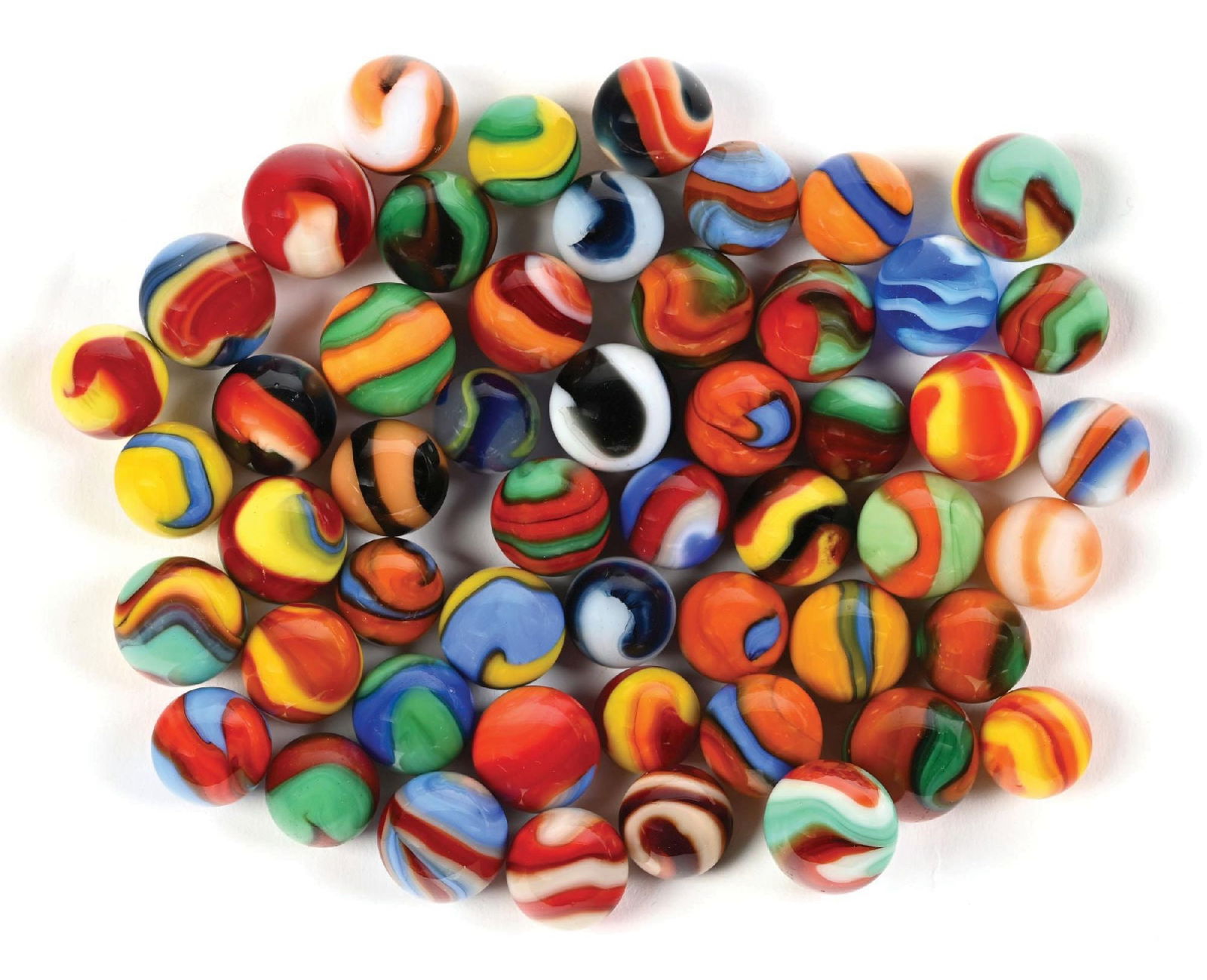 LOT OF APPROXIMATELY 52 AKRO AGATE CORKSCREW MARBLES (1 of 1)