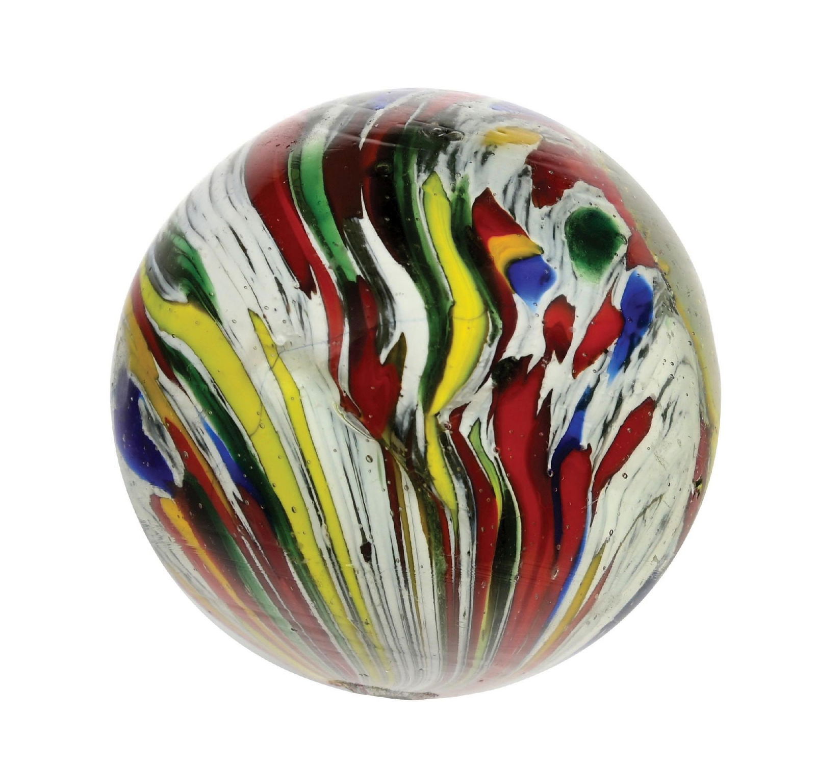 RARE SINGLE-PONTIL END OF DAY JOSPEH'S COAT SWIRL MARBLE (1 of 6)