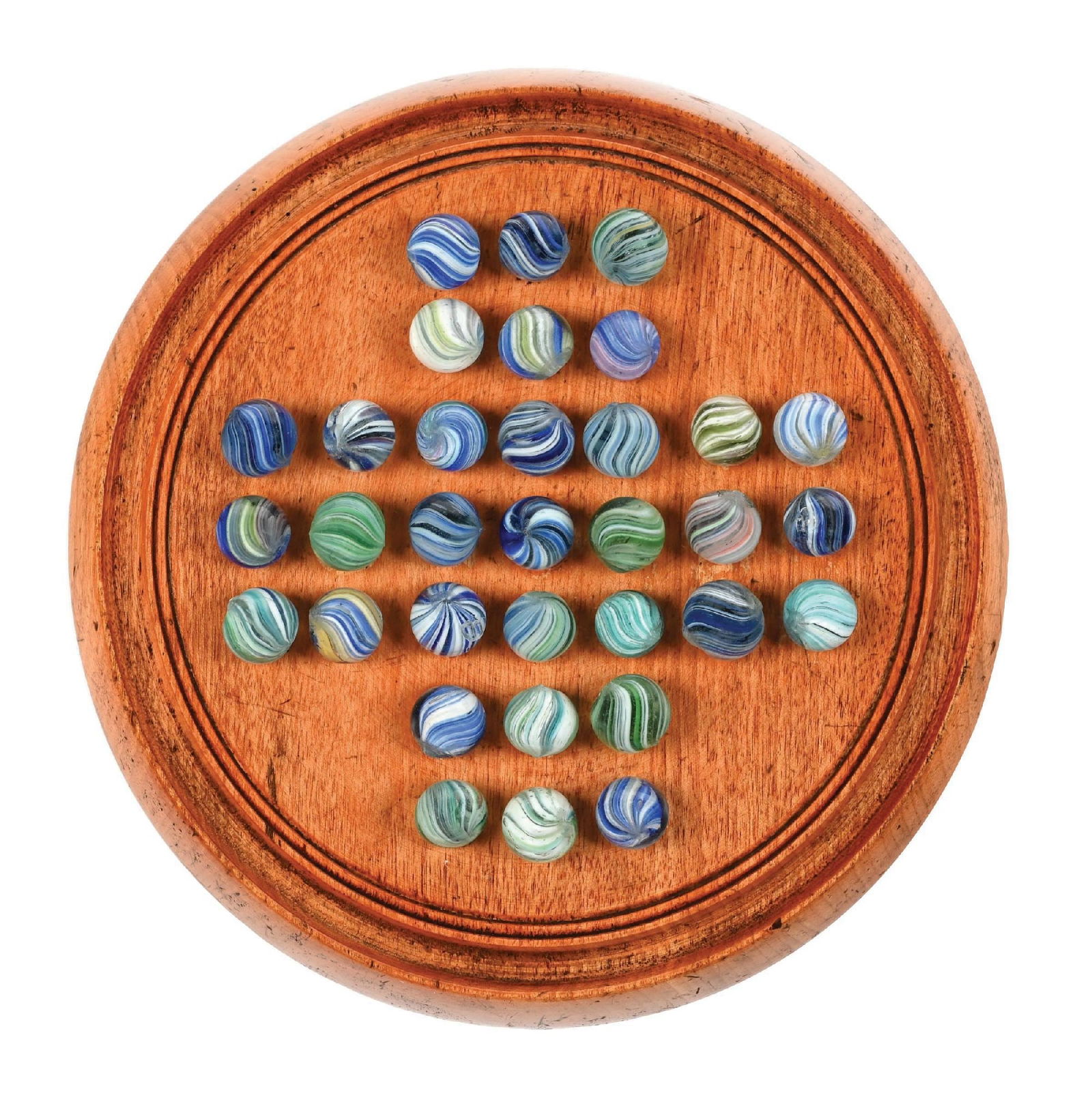 LOT OF 33 MARBLES W/ SOLITAIRE BOARD (1 of 1)