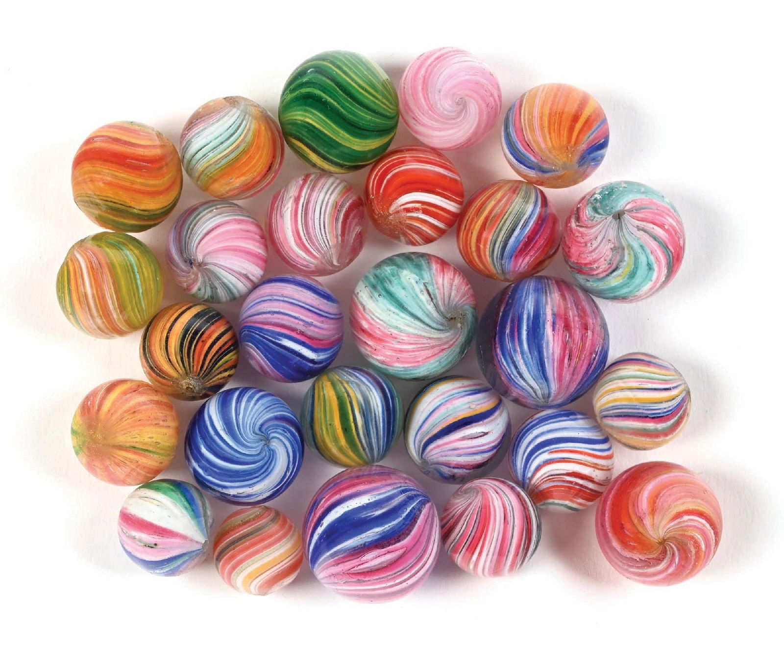 LOT OF APPROXIMATELY 26 ONIONSKIN MARBLES (1 of 1)