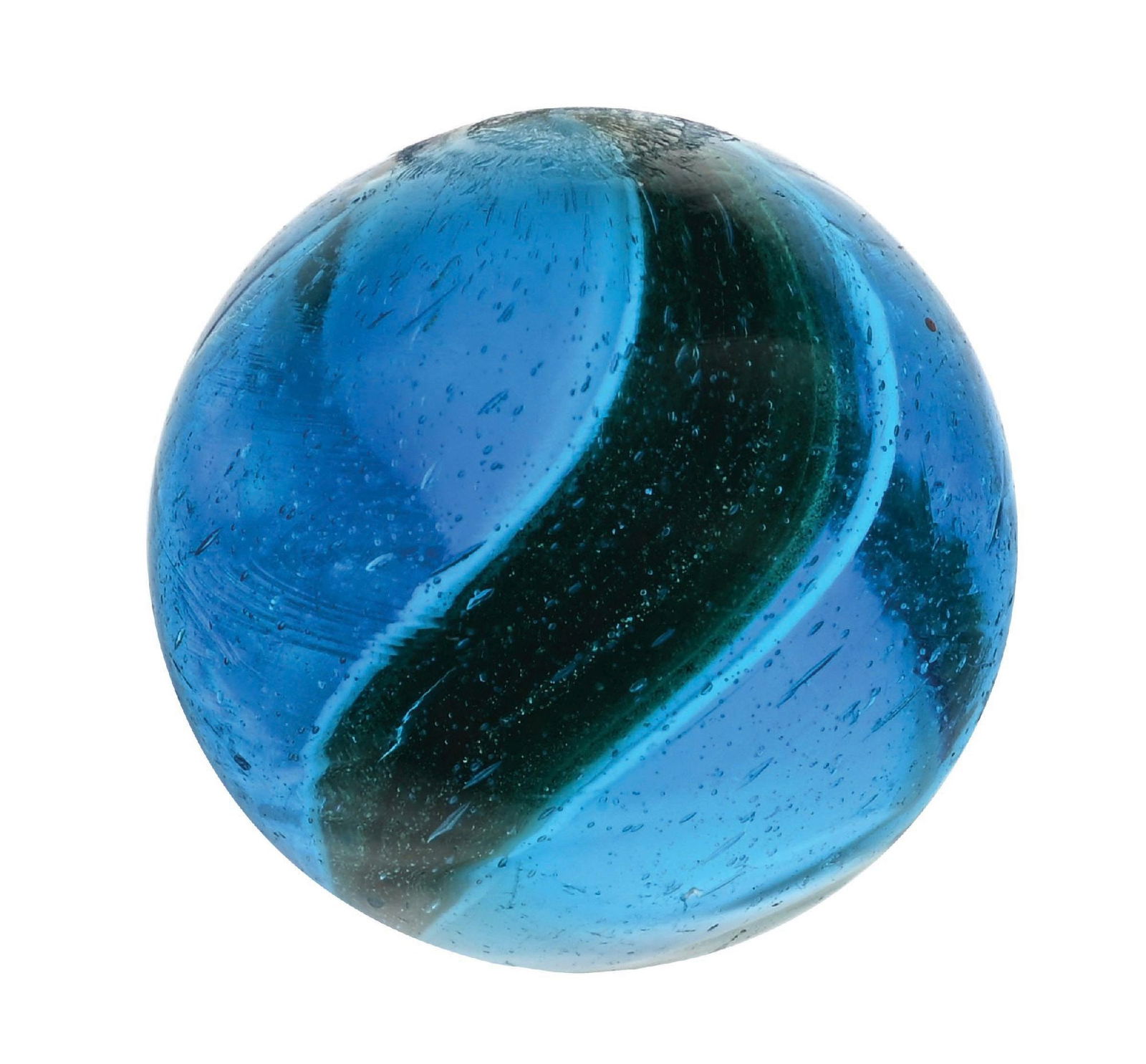 LARGE AQUA BLUE GLASS RIBBON LUTZ MARBLE (1 of 6)