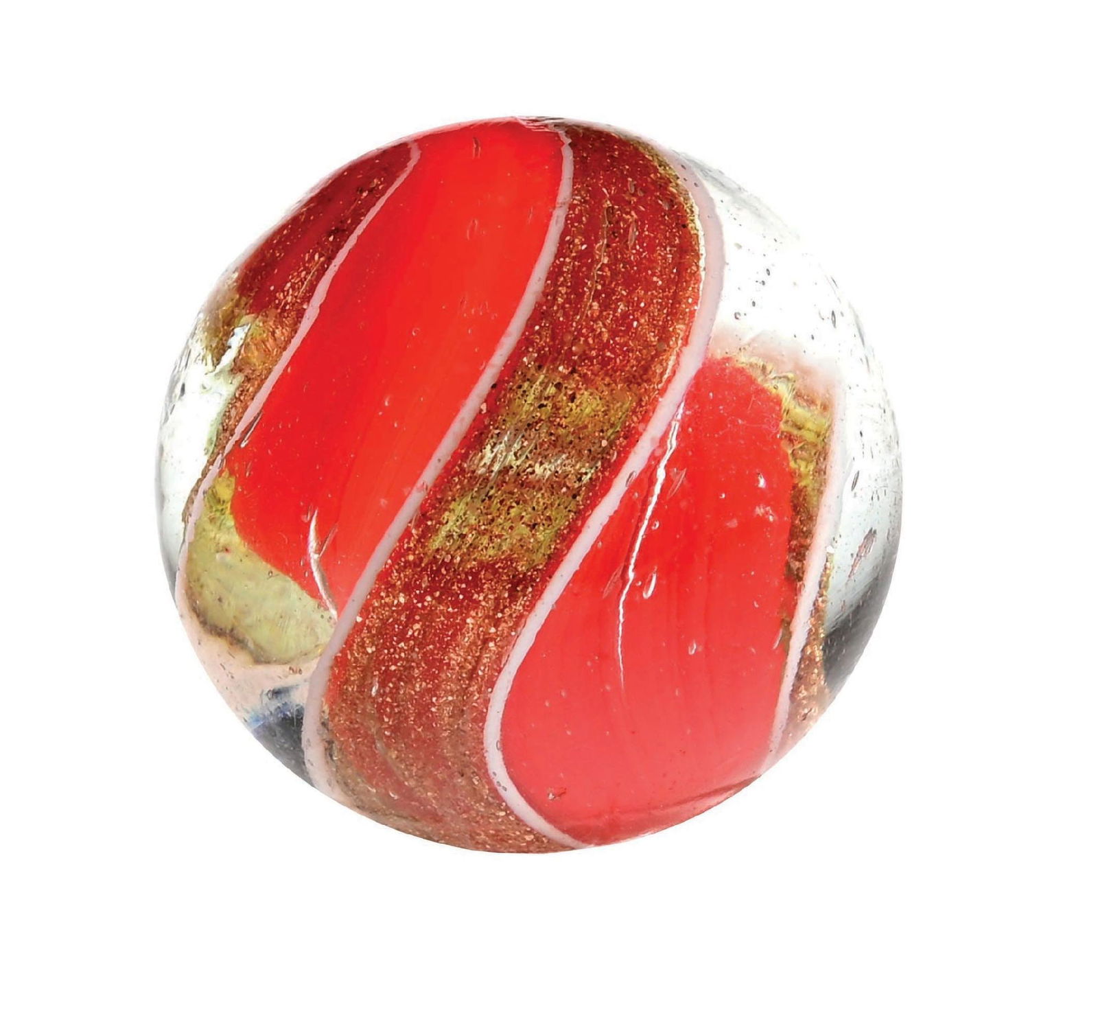 REDDISH-ORANGE RIBBON LUTZ SWIRL MARBLE (1 of 6)