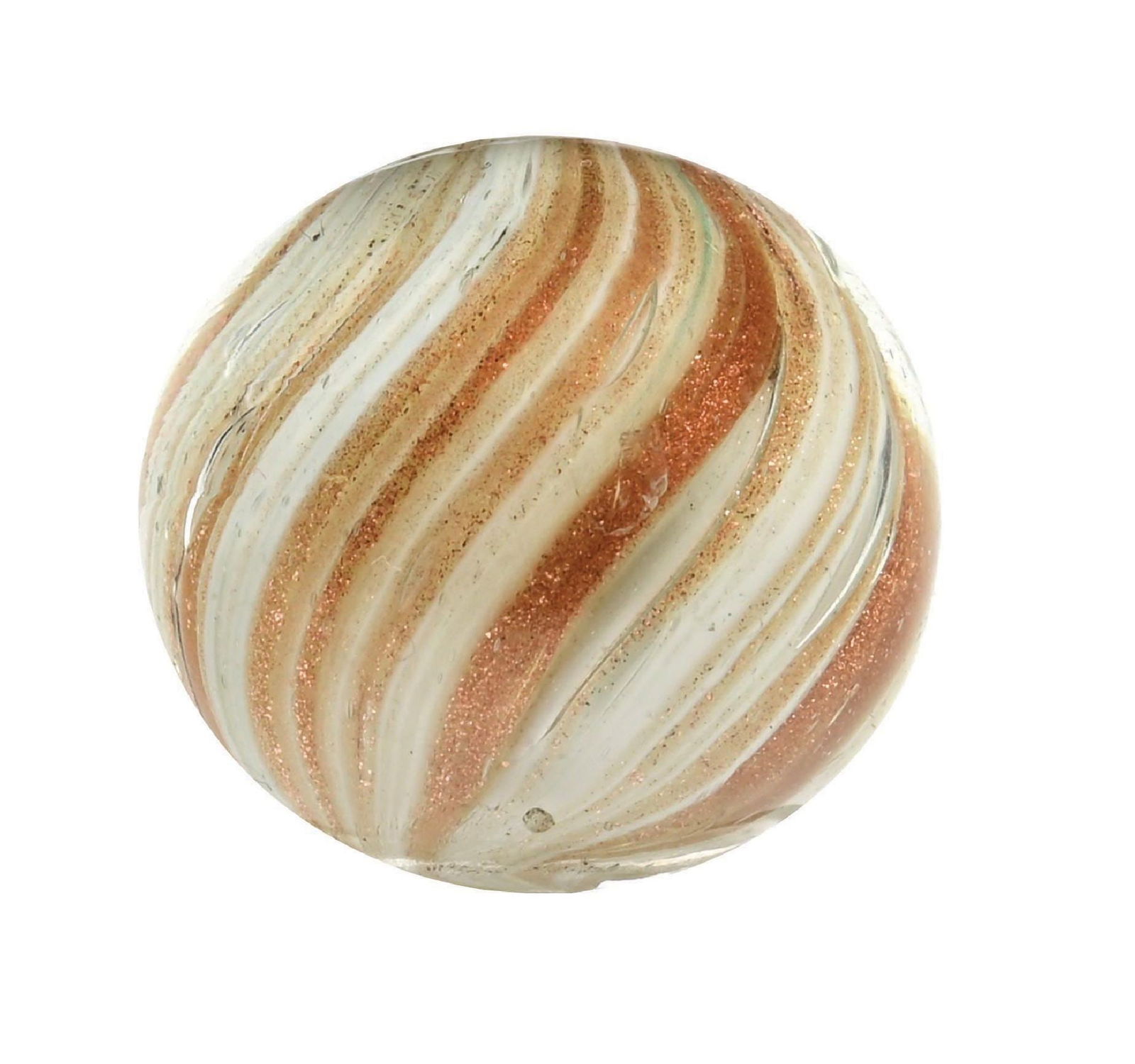 WHITE ONIONSKIN LUTZ MARBLE: 3/4" diam. All-white onionskin Lutz with good Lutz coverage. Condition: (9.8). Dimensions: 3/4" Dia.