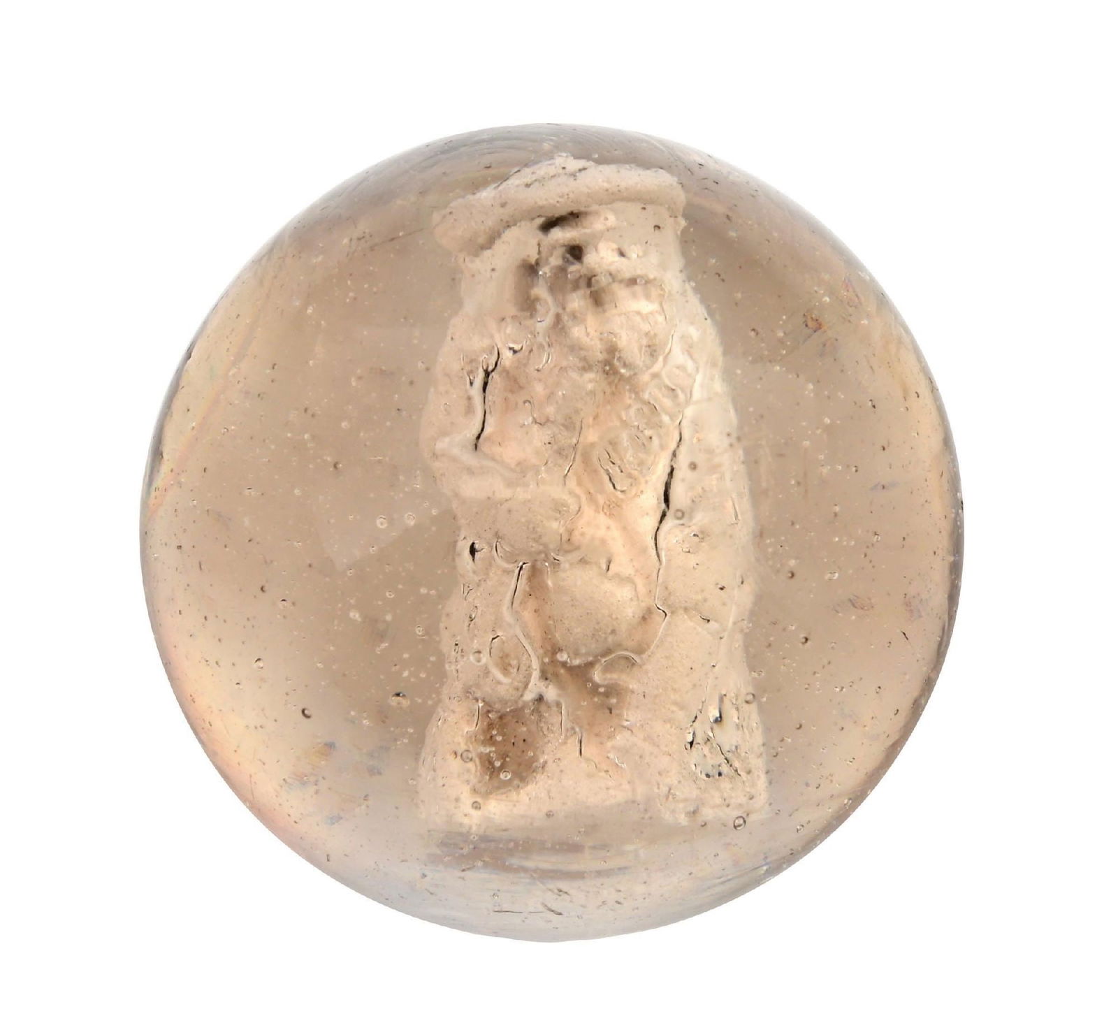 RARE SEATED FRONTIERSMAN W/ HAT & RIFLE SULPHIDE MARBLE (1 of 6)