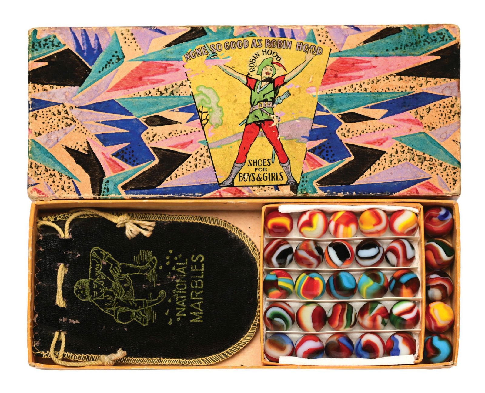 PELTIER STAIN GLASS WITH ROBIN HOOD SHOES ADVERTISING BOX SET (1 of 6)