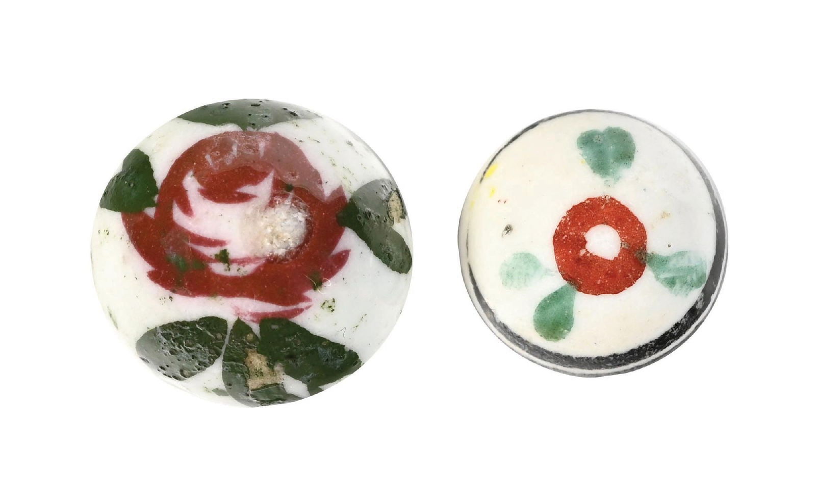 LOT OF 2: FLOWER CHINA MARBLES (1 of 6)