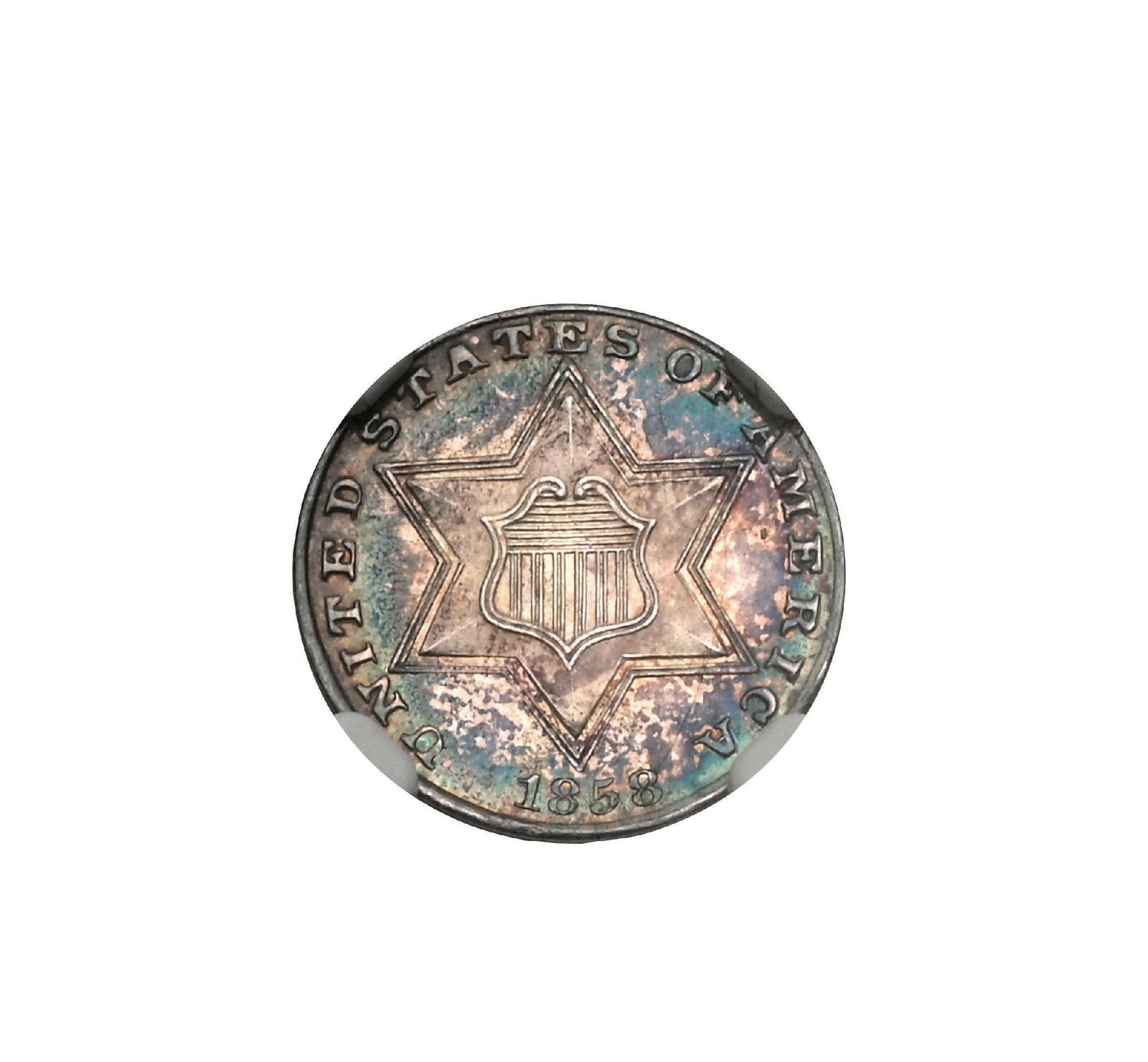 1858 3C PF66 NGC: Beautiful toning.