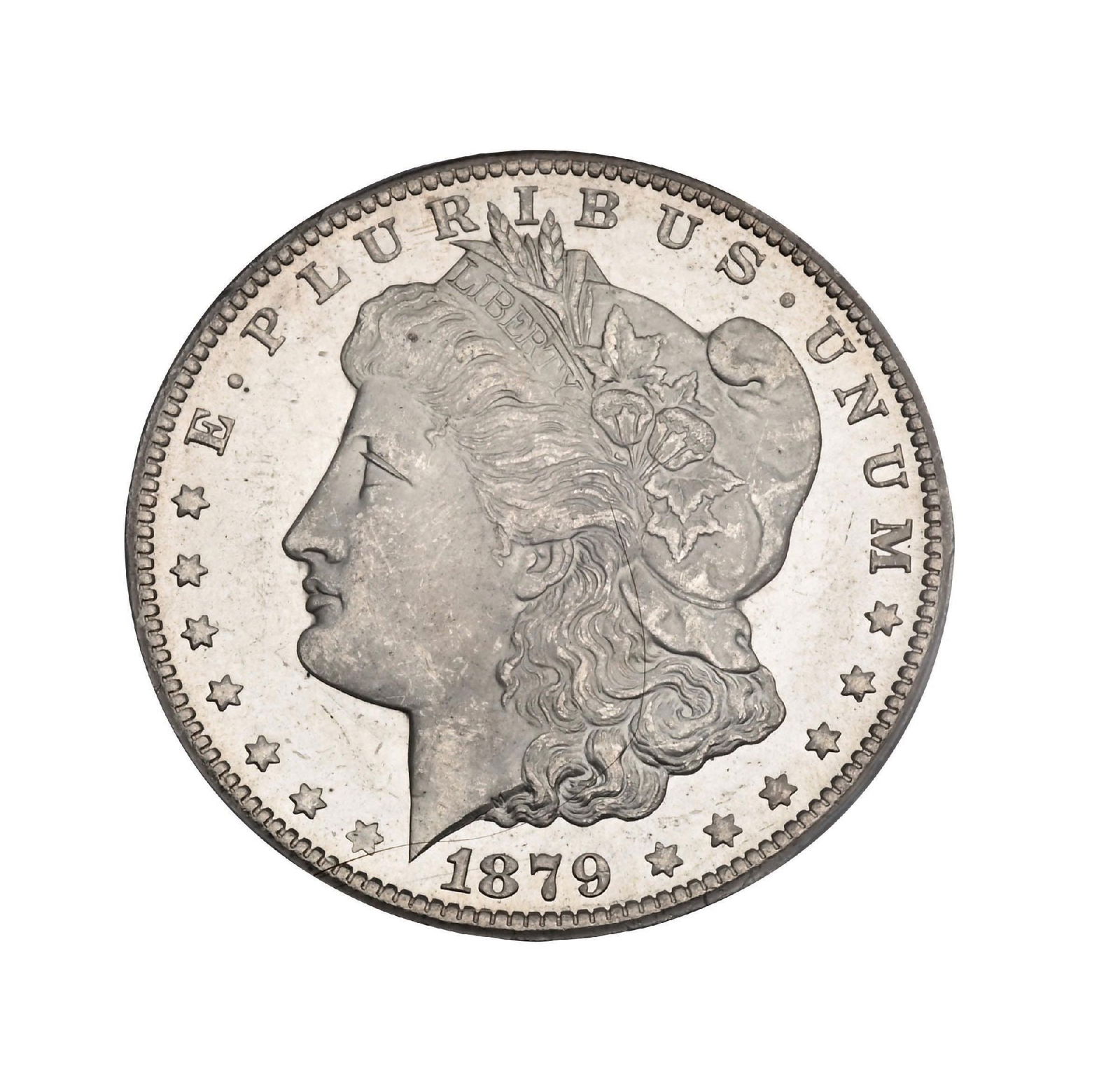 1879-CC $1 MS64PL PCGS. CAC.: Offered here is a stunning 1879-CC Morgan Silver Dollar graded MS64PL by PCGS and CAC approved . Struck at the historic Carson City Mint, this desirable early-date CC issue displays strong mirrorlike