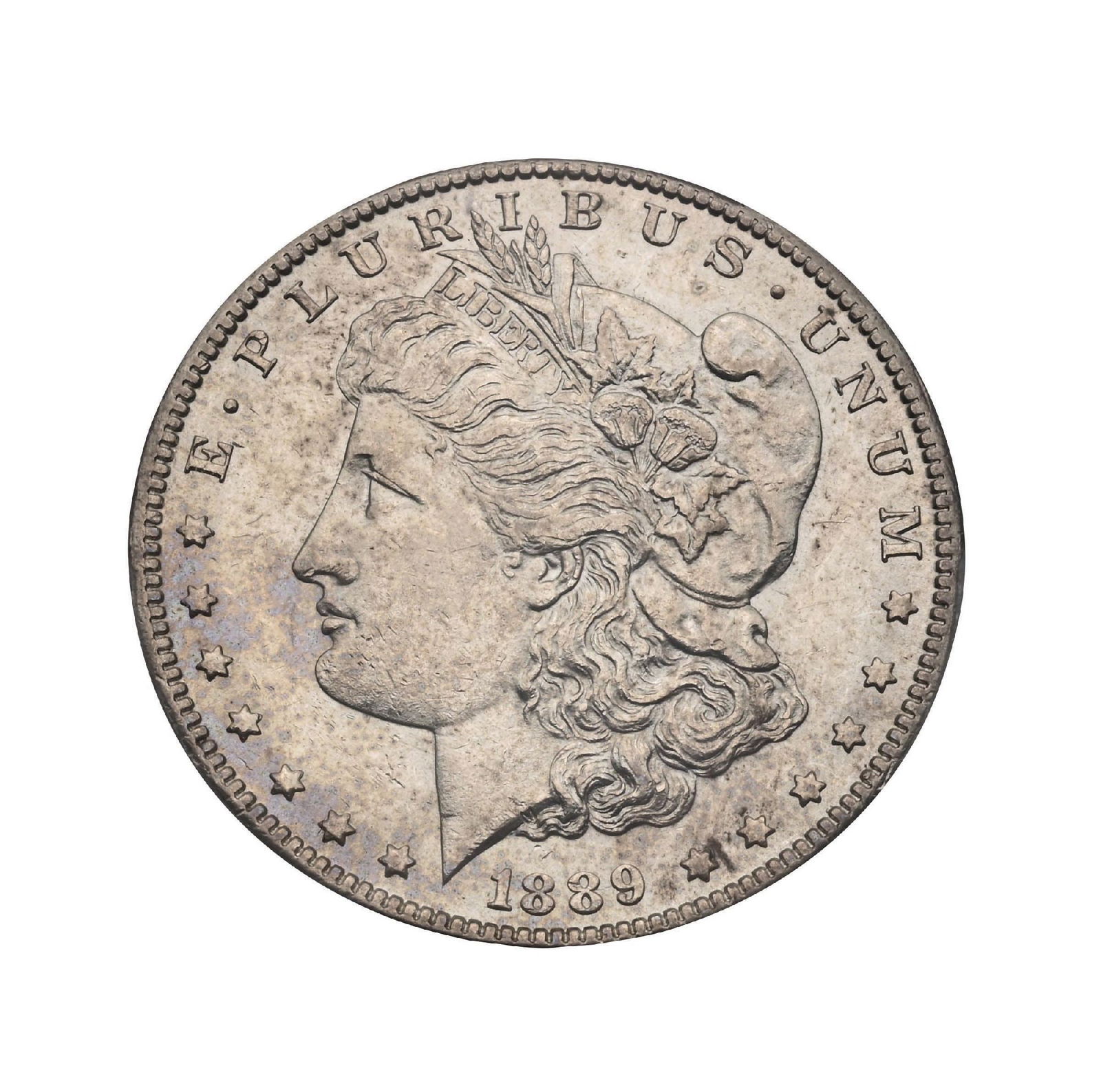 1889-CC $1 AU58 PCGS: A key date Morgan Dollar in PCGS AU58, this almost-uncirculated example shows the kind of sharp detail and surface quality that make AU58 such a desirable grade for collectors. The coin has a great lo