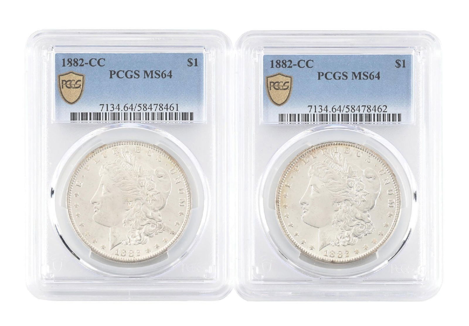 LOT OF 2: 1882-CC $1 MS64 PCGS (1 of 6)