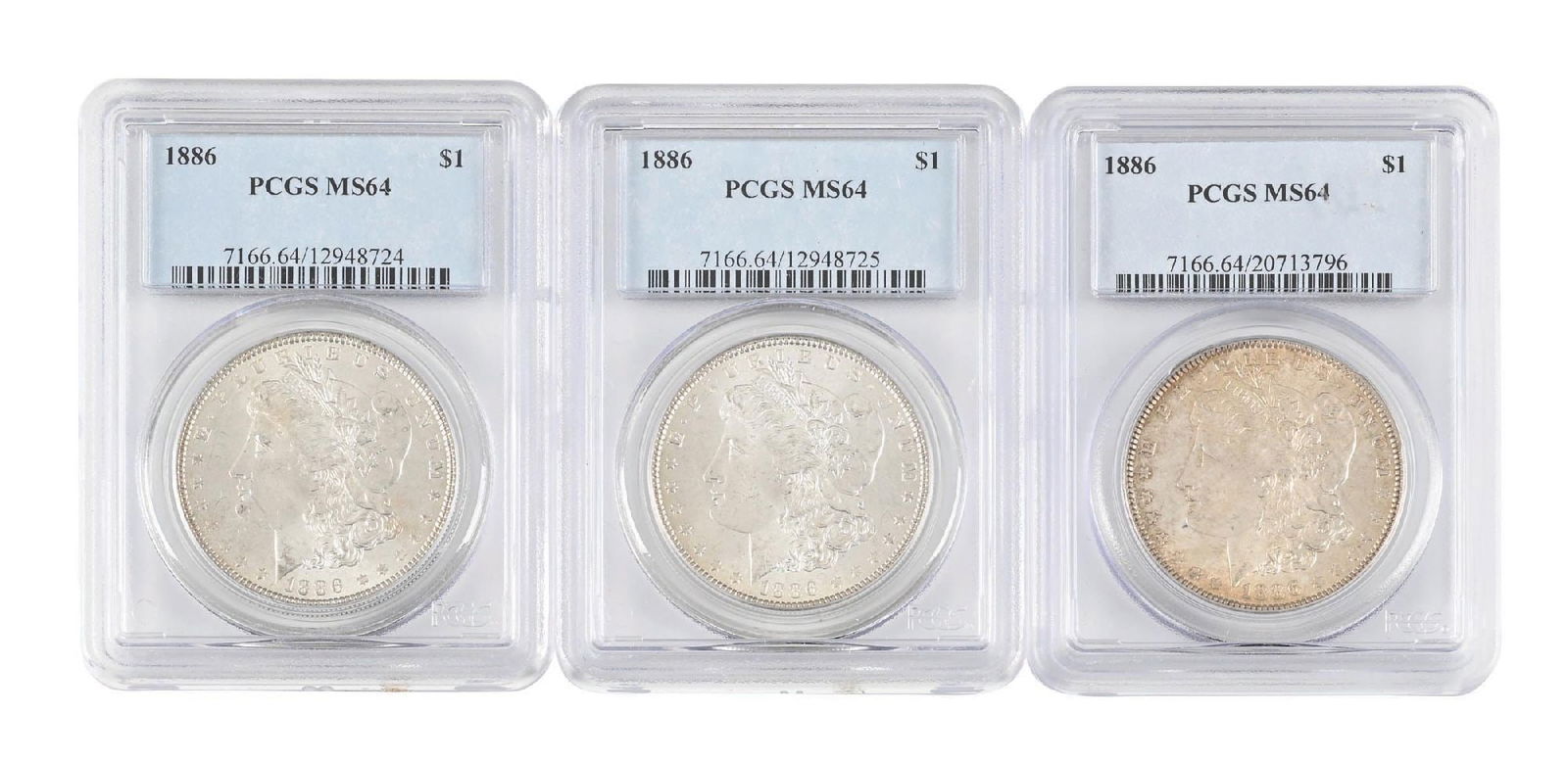 LOT OF 3: 1886 $1 MS64 PCGS (1 of 2)