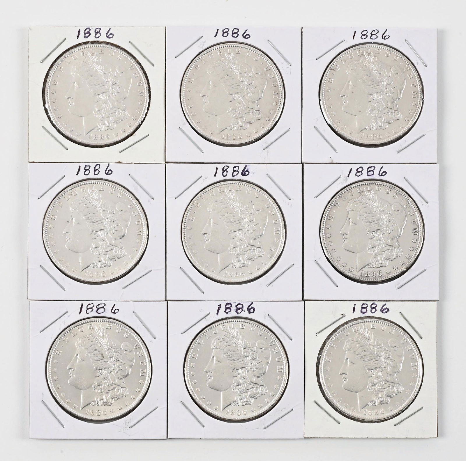 LOT OF 9: 1886 $1: LOT OF 9: 1886 $1