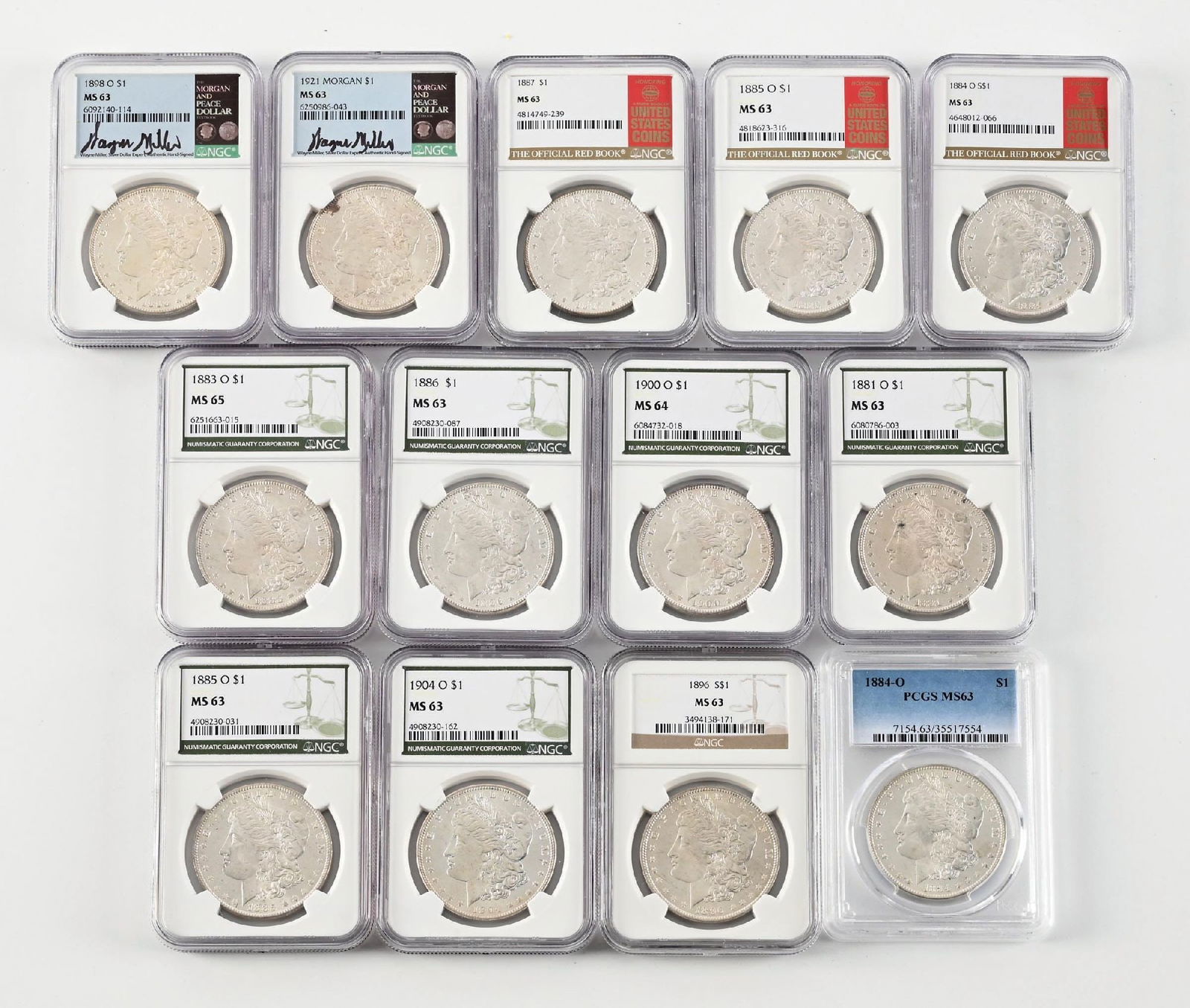 LOT OF 13 MIXED $1 MS-63: LOT OF 13 MIXED $1 MS-63