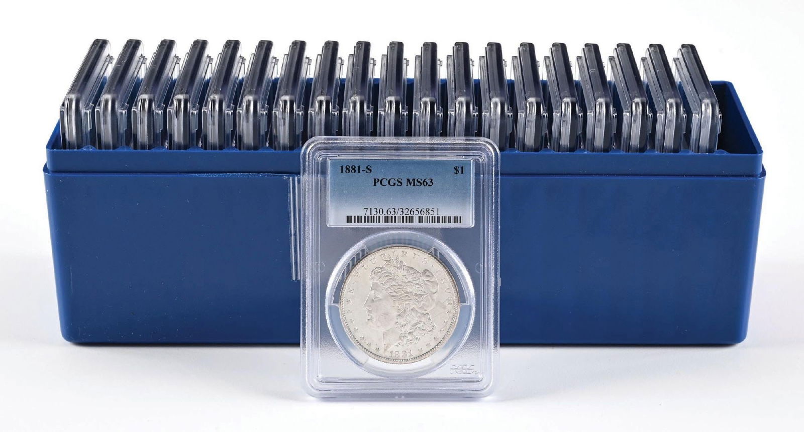 20 1881-S $1 MS63 PCGS: U.S. MINT 2019 APOLLO 11 50TH ANNIVERSARY COMMEMORATIVE 5 OZ FINE FILVER COIN Dimensions: Case: 9" x 3 - 1/2" x 2 - 3/4".