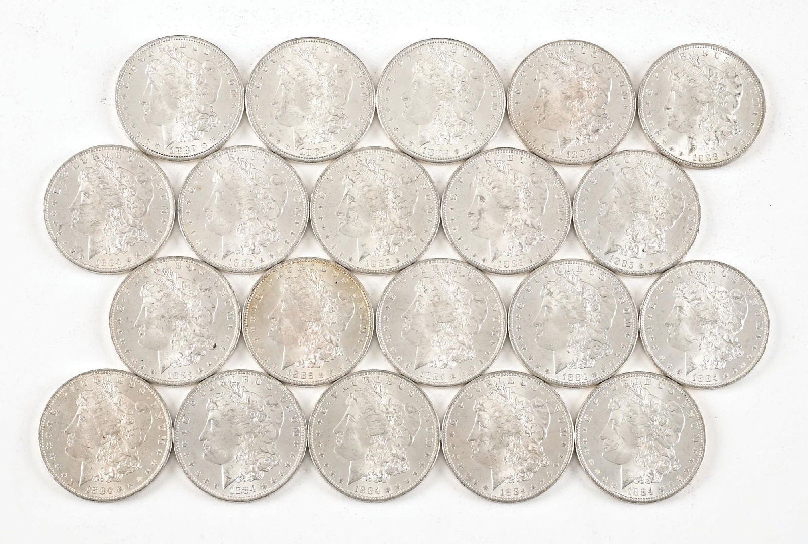 ROLL OF MIXED $1: Most are in BU condition. 1884 & 1885 S & O mints.