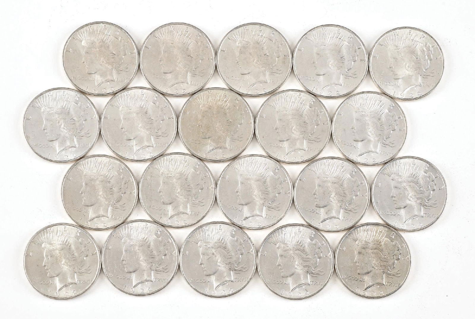 ROLL OF 20: 1922-D $1: Most are in circulated condition.