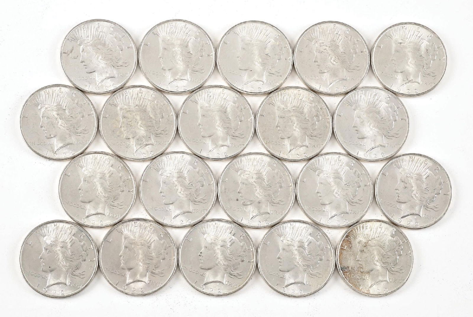 ROLL OF 20: 1922-D $1: Most are in BU condition.