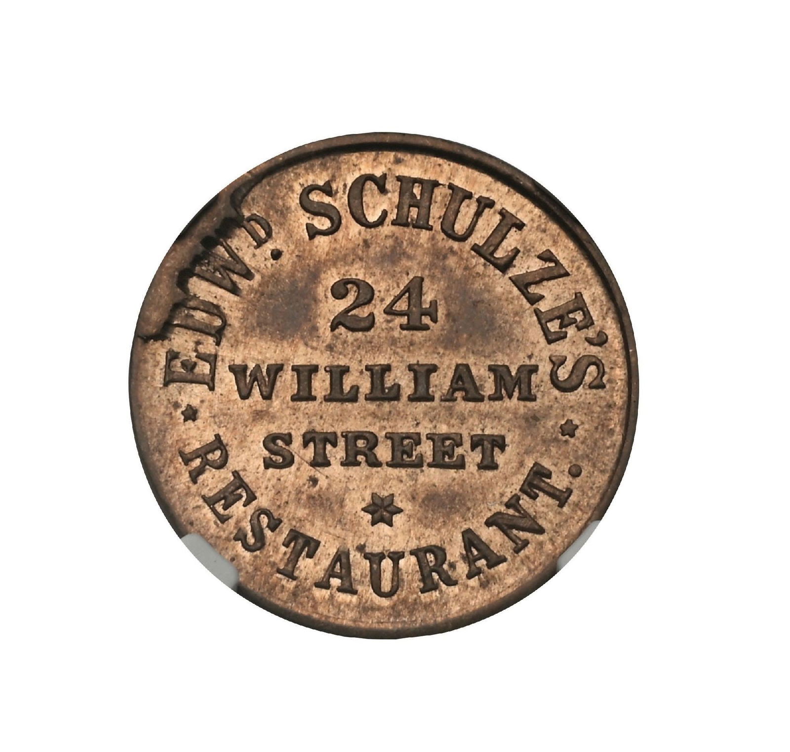 1863 NY F-630BO-2D EDWD. SCHULZE'S MS65 NGC: 1863 NY F-630BO-2D EDWD. SCHULZE'S MS65 NGC