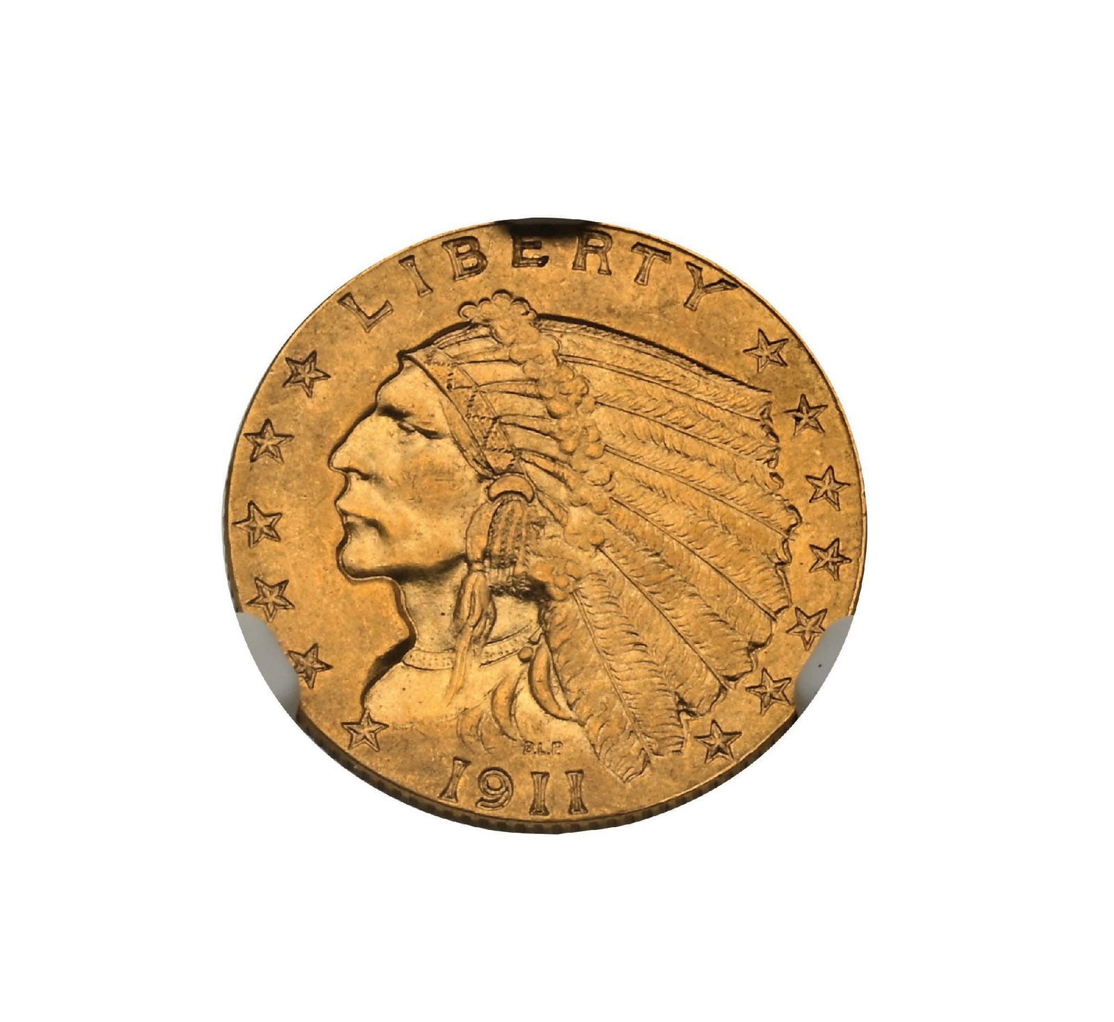 1911-D STRONG D $2.5 INDIAN NGC MS61: Without question, the key date of the $2.50 Indian Head series. This example is graded MS61 by NGC and displays all the correct characteristics for the assigned grade. It offers rich luster, strong de