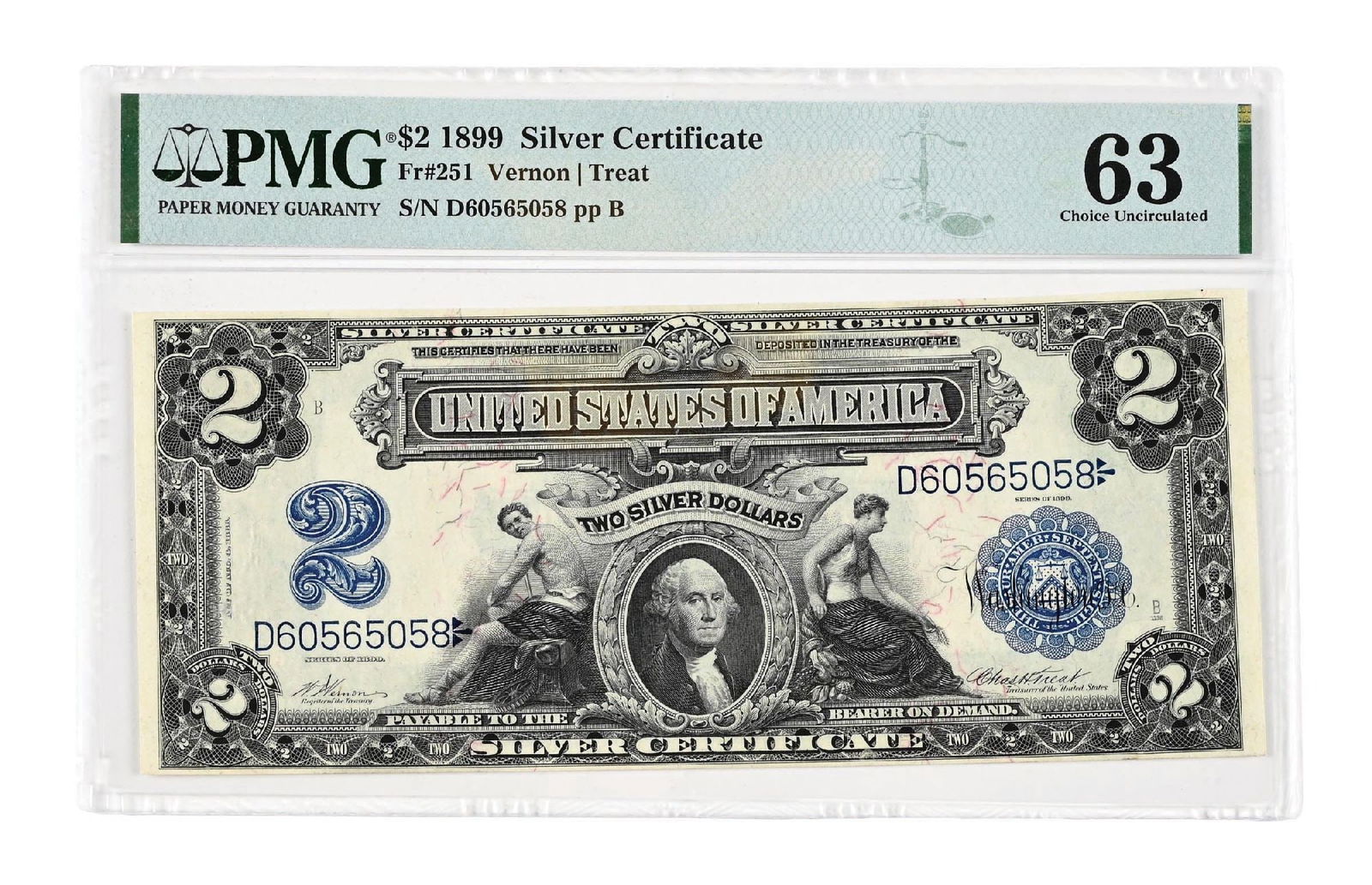 1899 $2 SILVER CERTIFICATE FR#251 VERNON PMG63 (1 of 2)