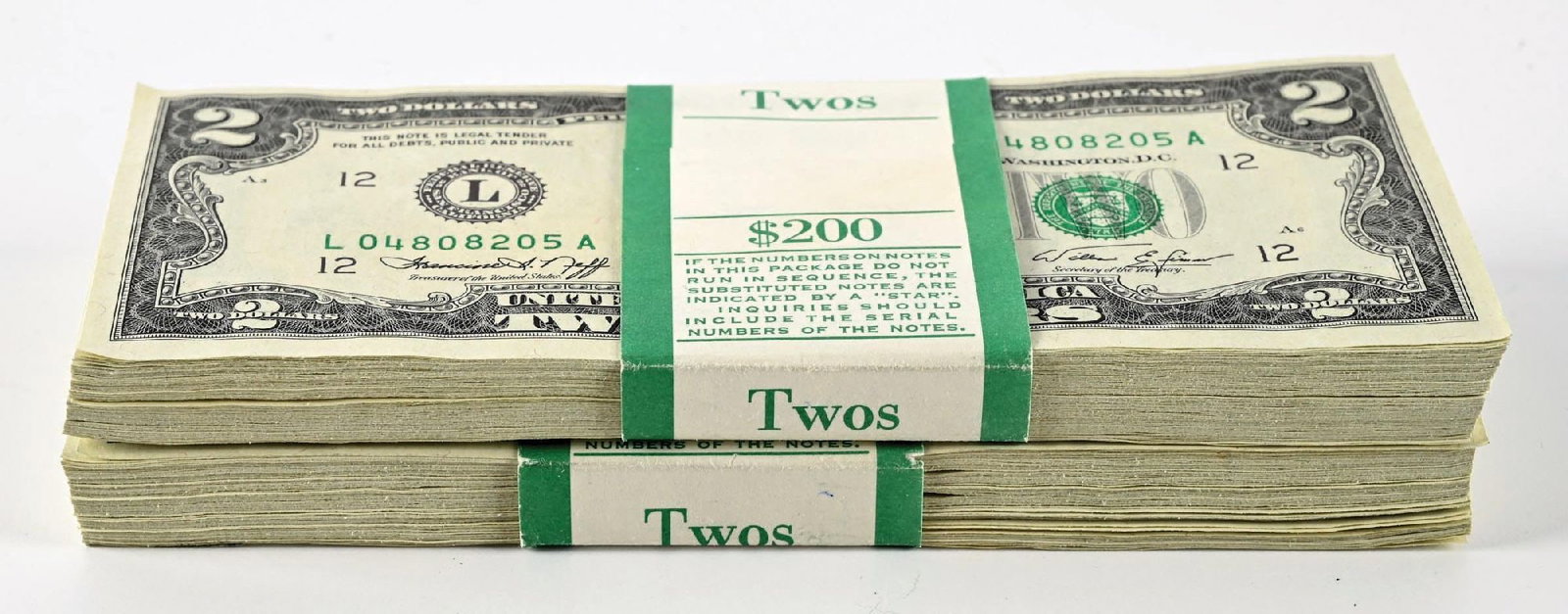 LOT OF 2: $200 IN $2 BILLS - 3