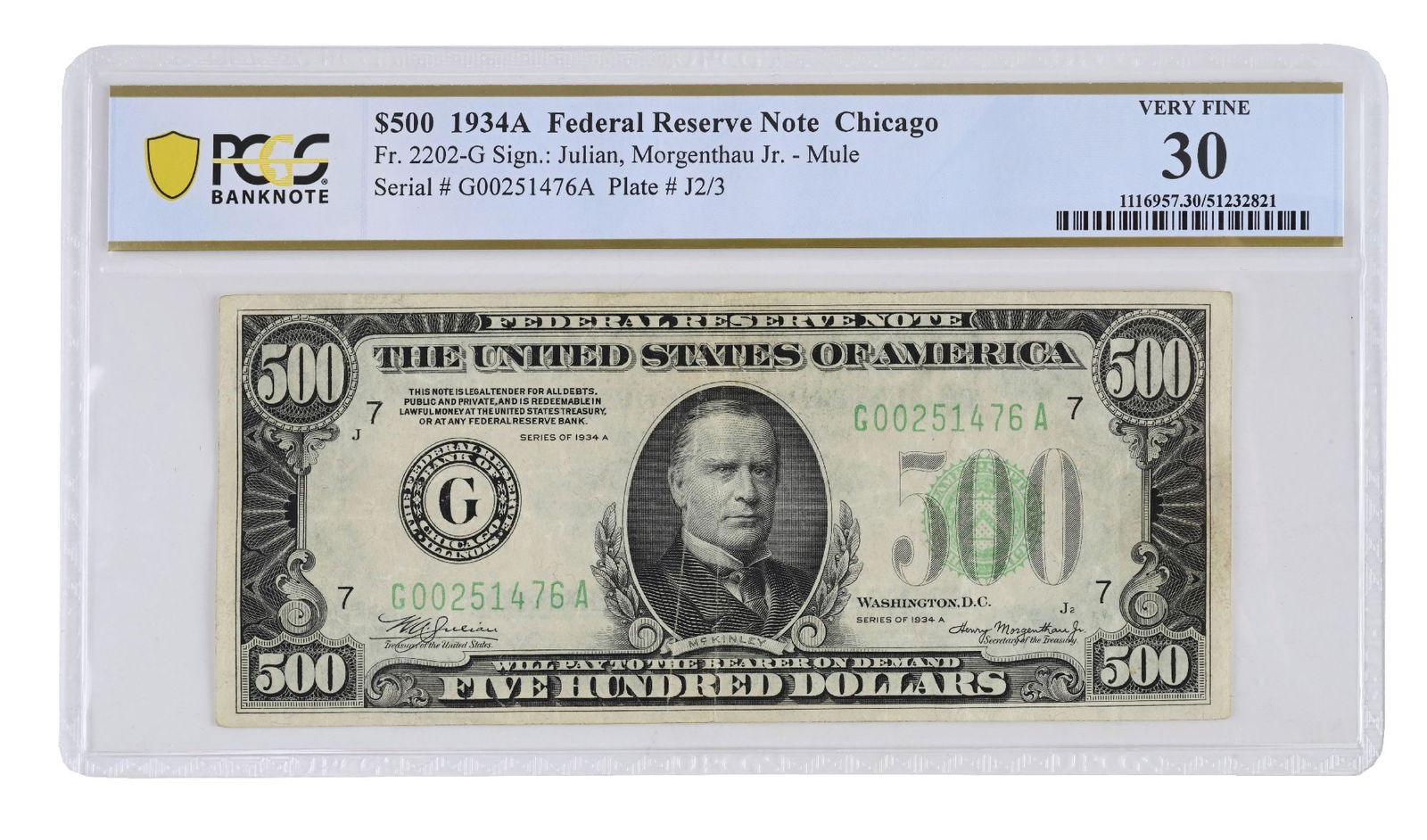 1934A $500 FEDERAL RESERVE NOTE CHICAGO PCGS 30 (1 of 2)