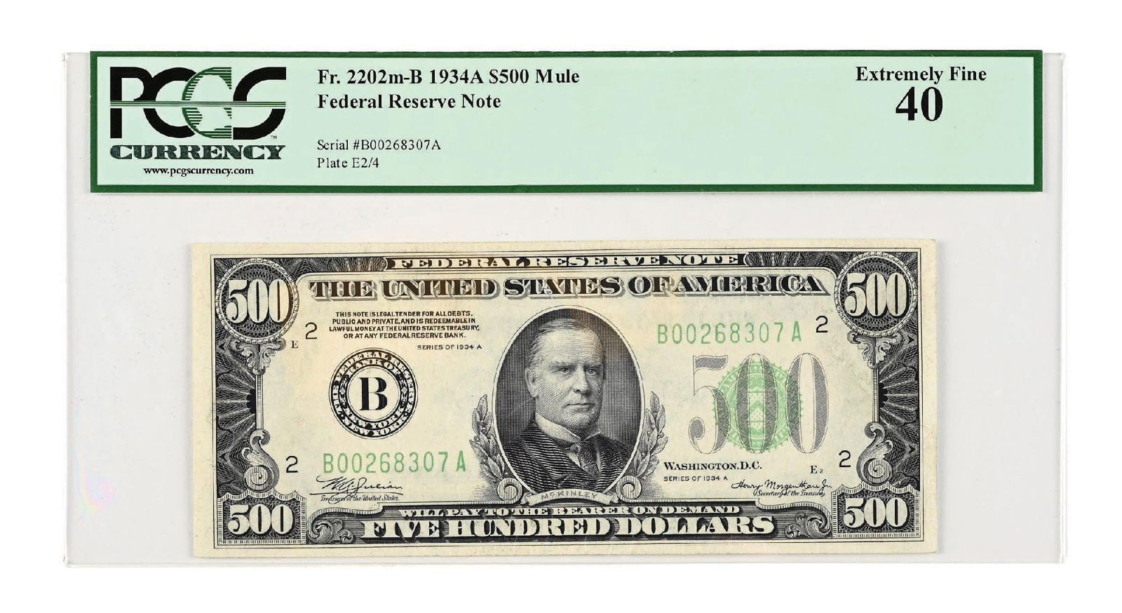 1934A $500 MULE NOT# PCGS40: 1934A $500 MULE NOT# PCGS40