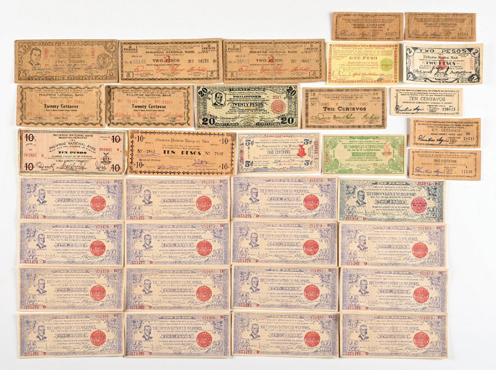 LOT OF 34: VARIOUS PHILIPPINES PAPER CURRENCY: LOT OF 34: VARIOUS PHILIPPINES PAPER CURRENCY Condition: (Very Good)